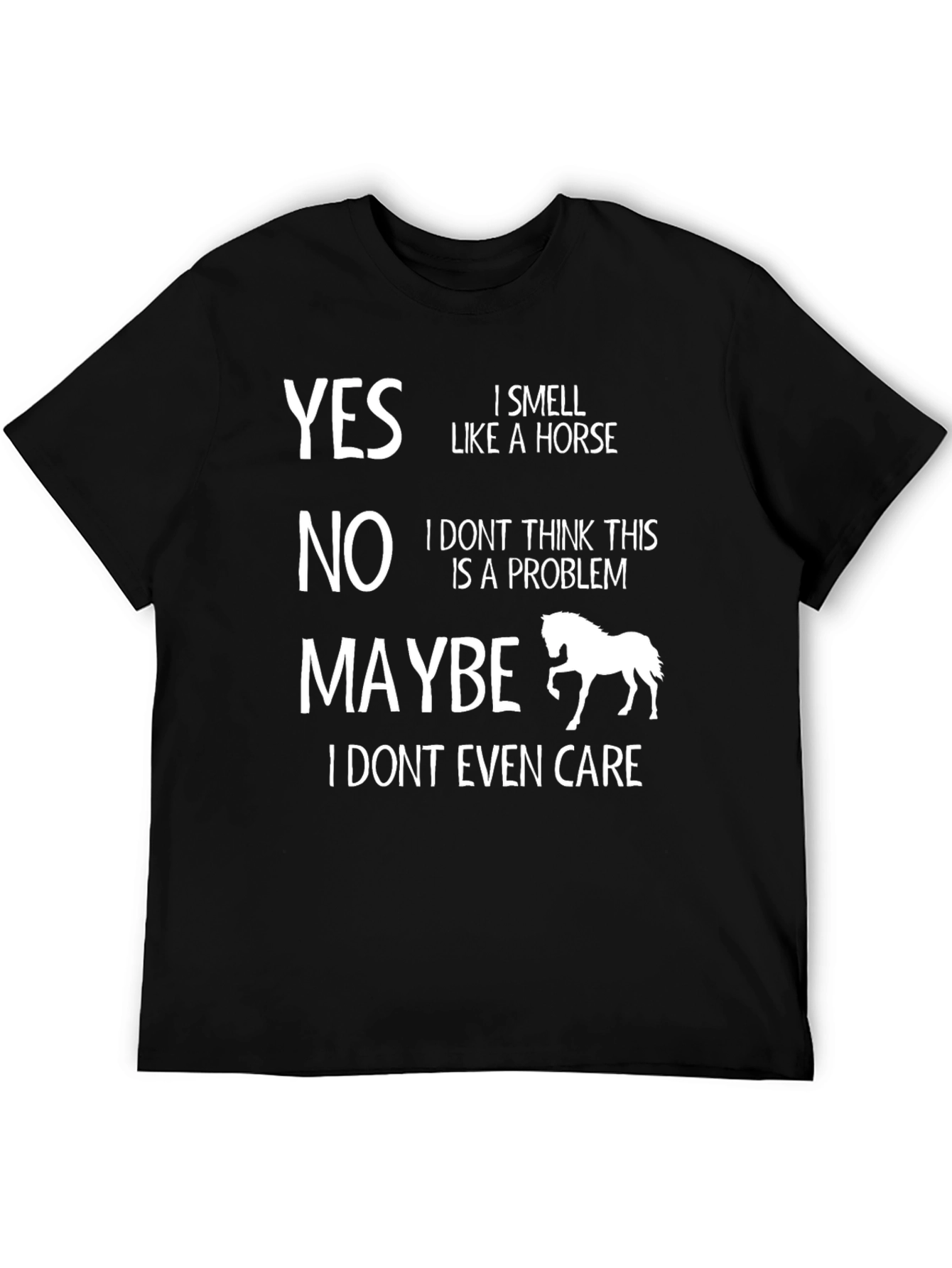 Black Funny Horse Lover T-Shirt - Yes No Maybe Design view 5