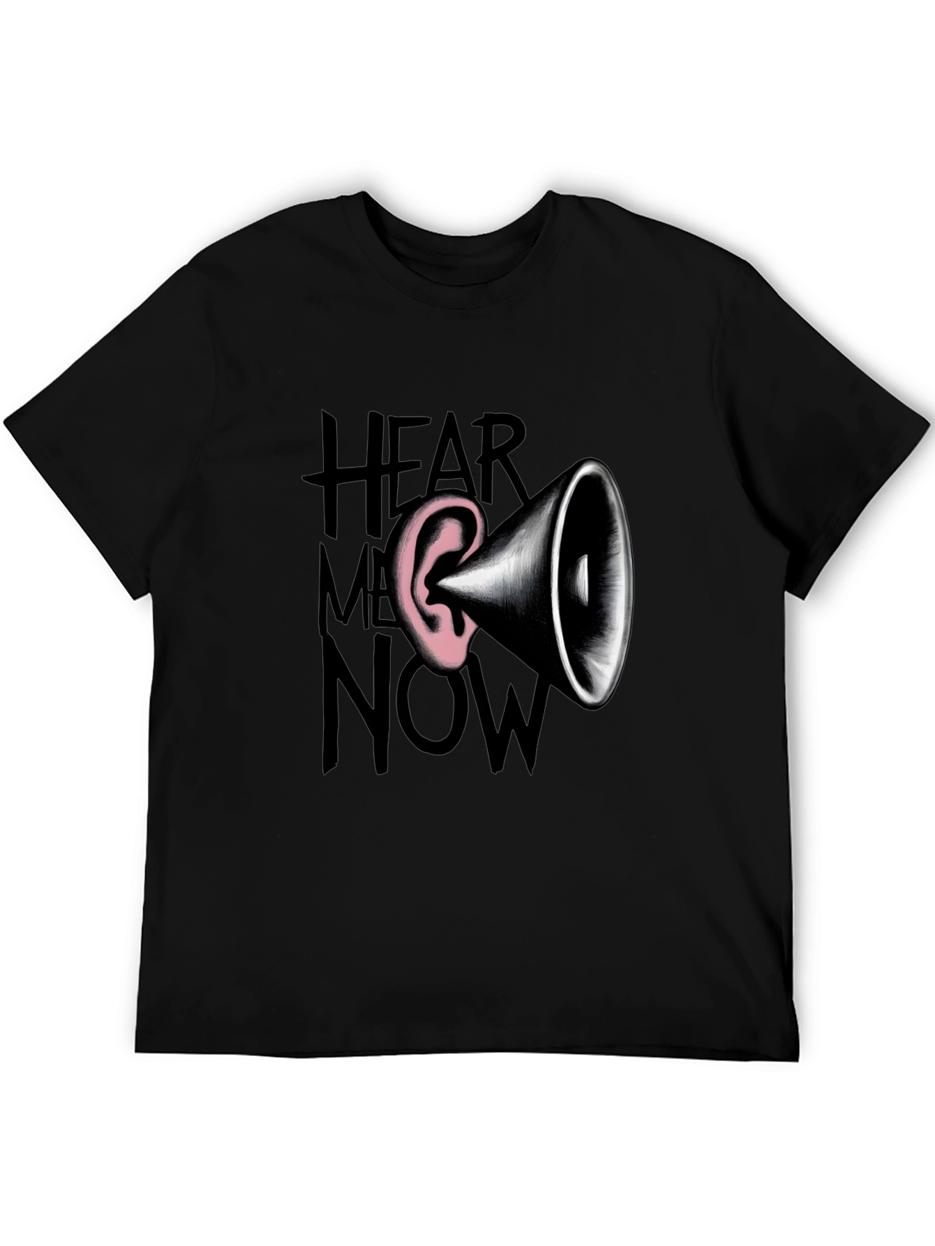 Black Hear Me Now Graphic Tee - Bold Statement Shirt view 5