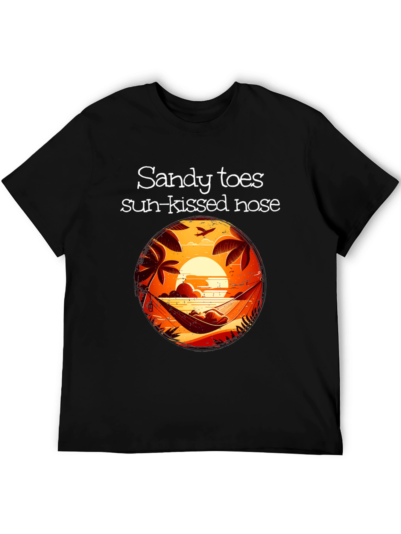 Black Sandy Toes Sun Kissed Nose Black Graphic T-Shirt view 5