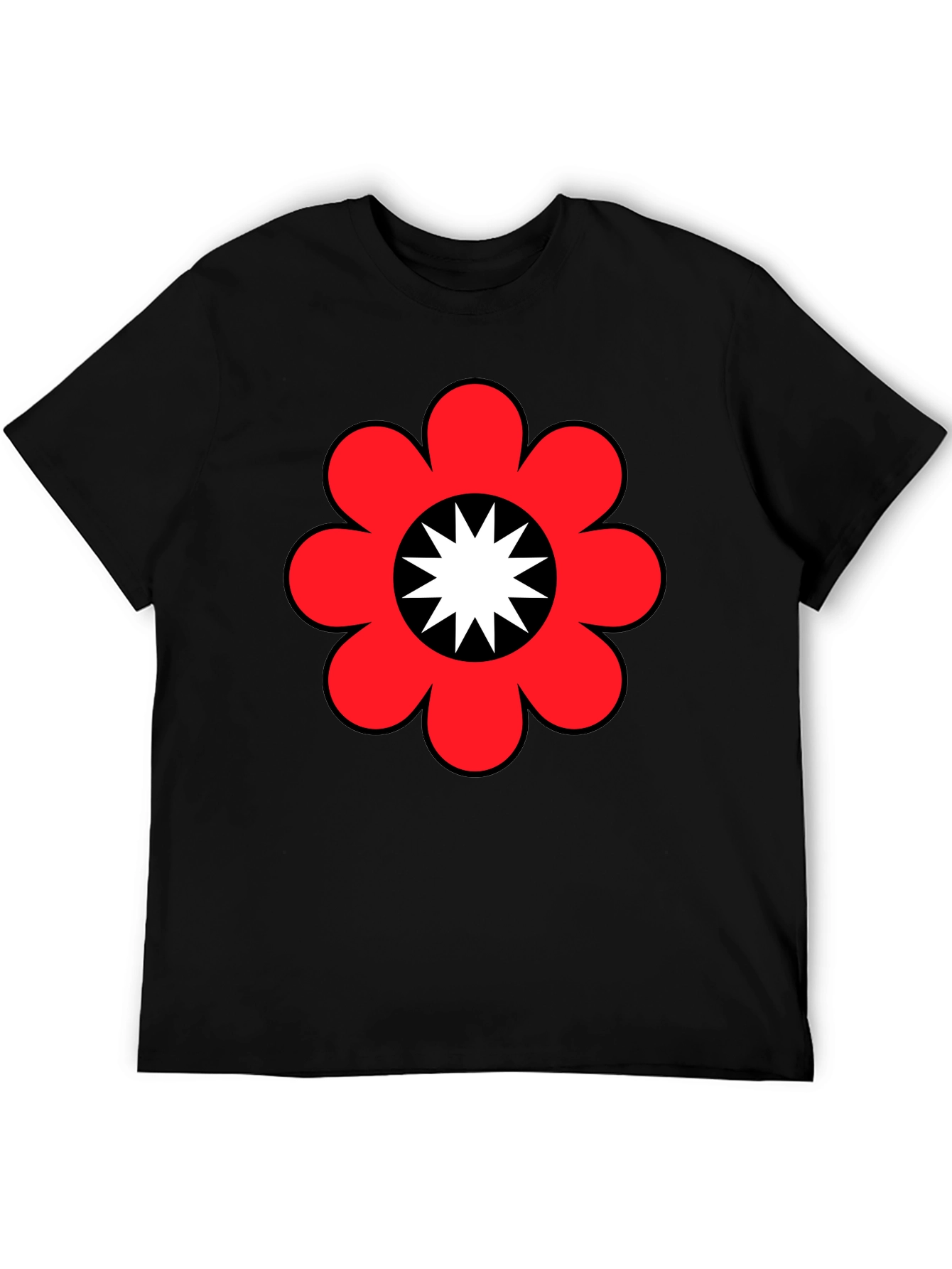 Black Retro Flower Power Graphic Tee - Black view 5