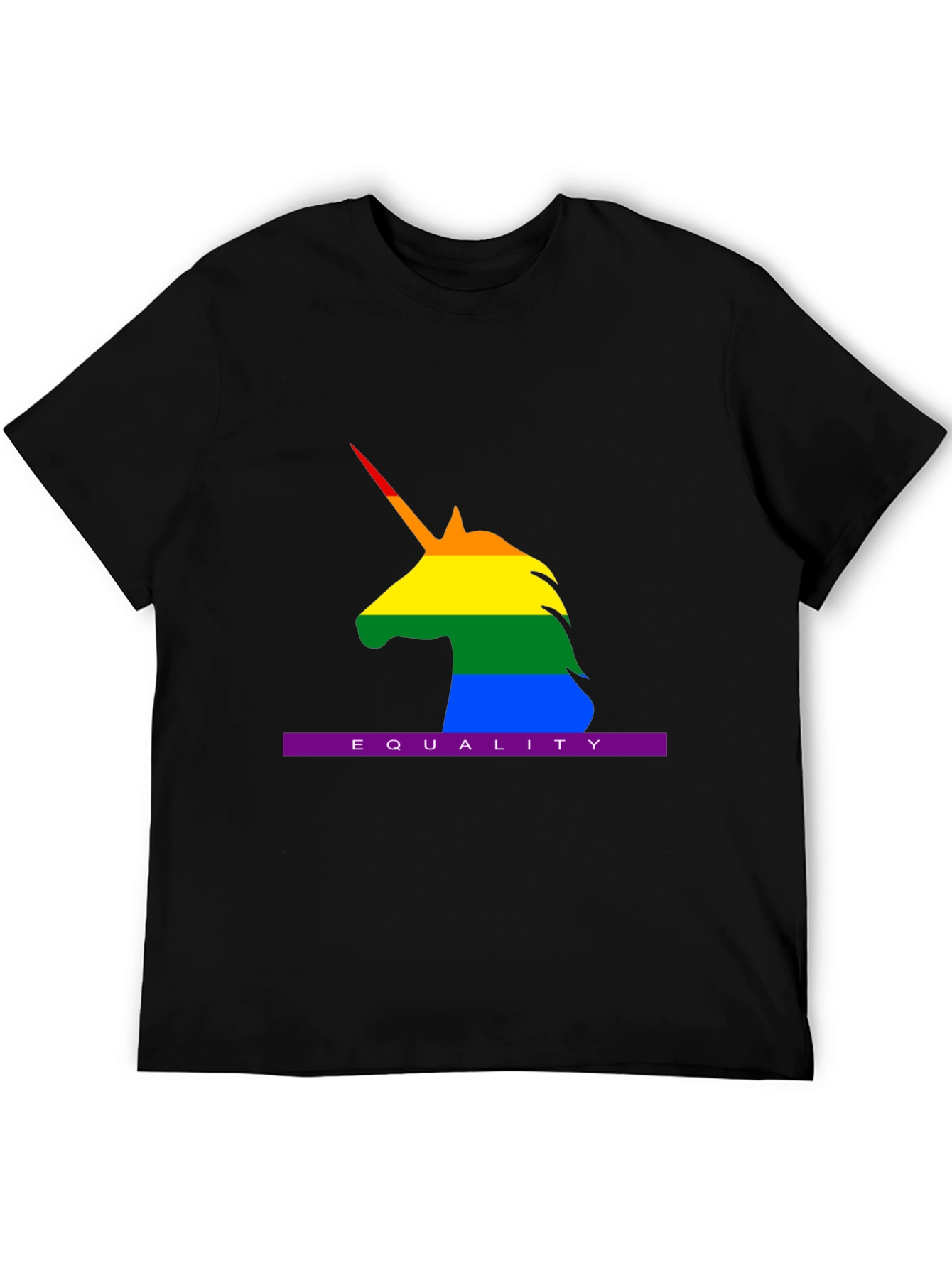 Black Equality Rainbow Unicorn T-Shirt - Pride LGBT view 5