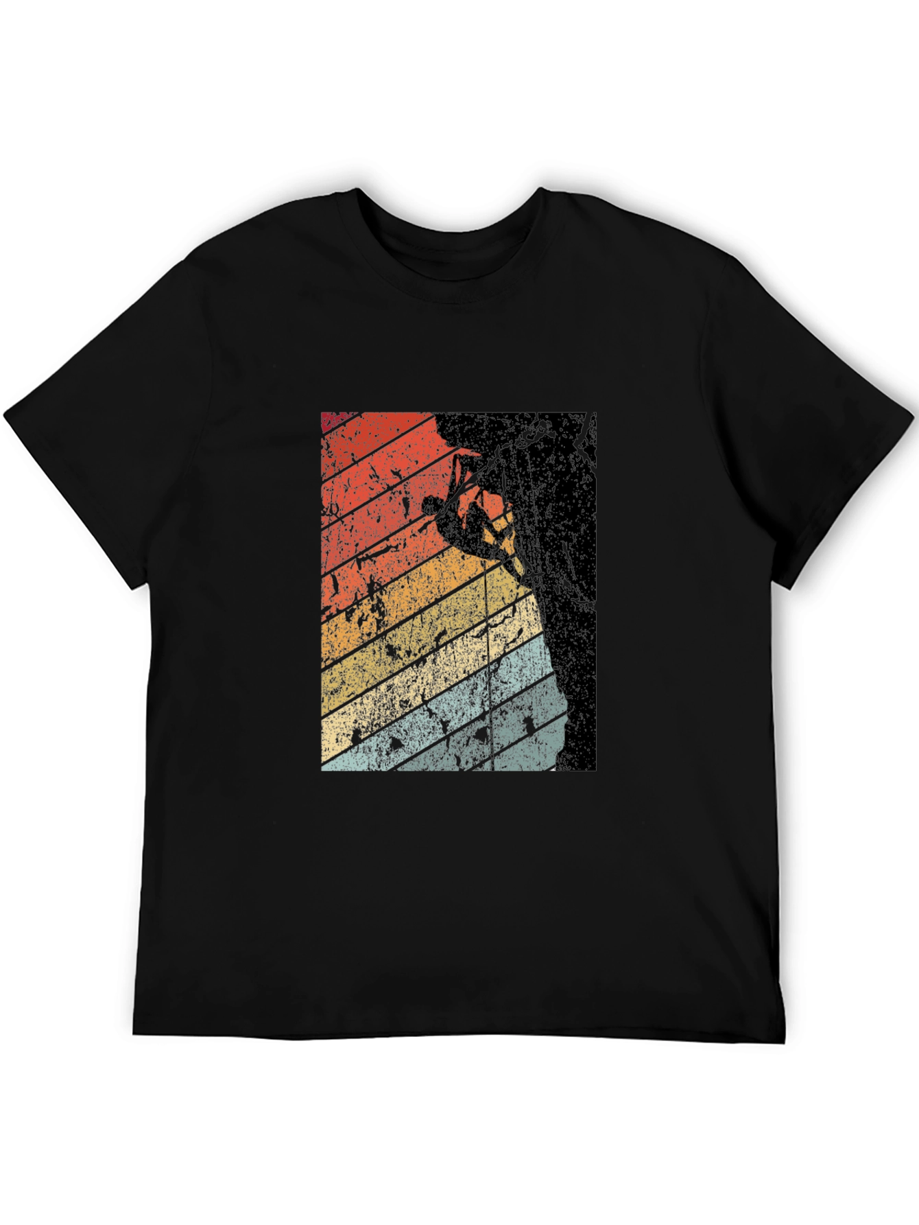 Black Retro Rock Climbing Graphic Tee - Black view 5
