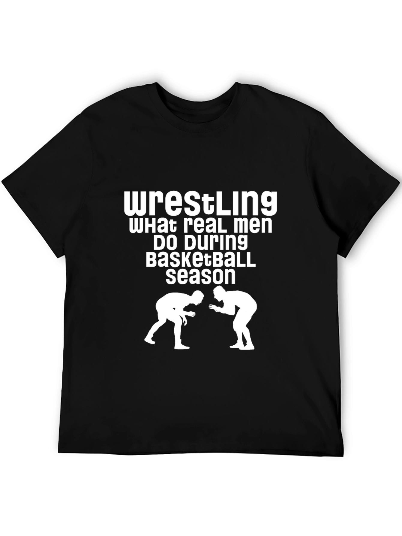 Black Wrestling Real Men's Graphic Tee view 5
