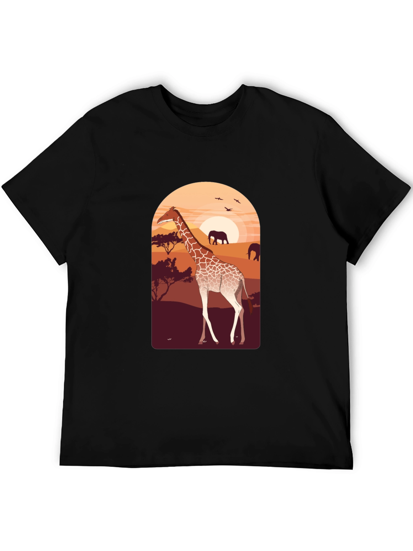 Black Safari Giraffe Graphic Tee - Unisex Black T-Shirt view 5