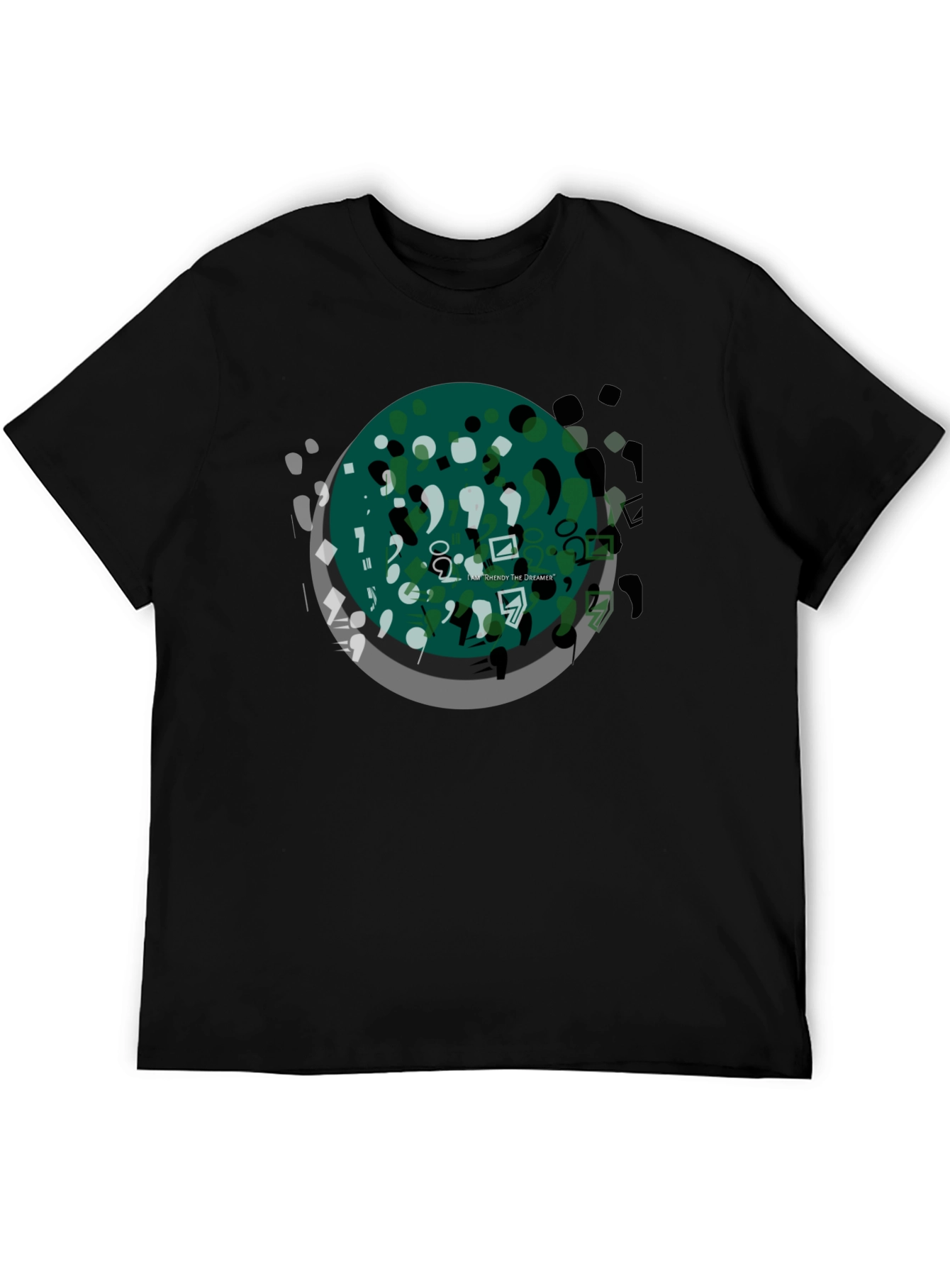 Black Abstract Art Graphic Tee - Black Casual T-Shirt view 5
