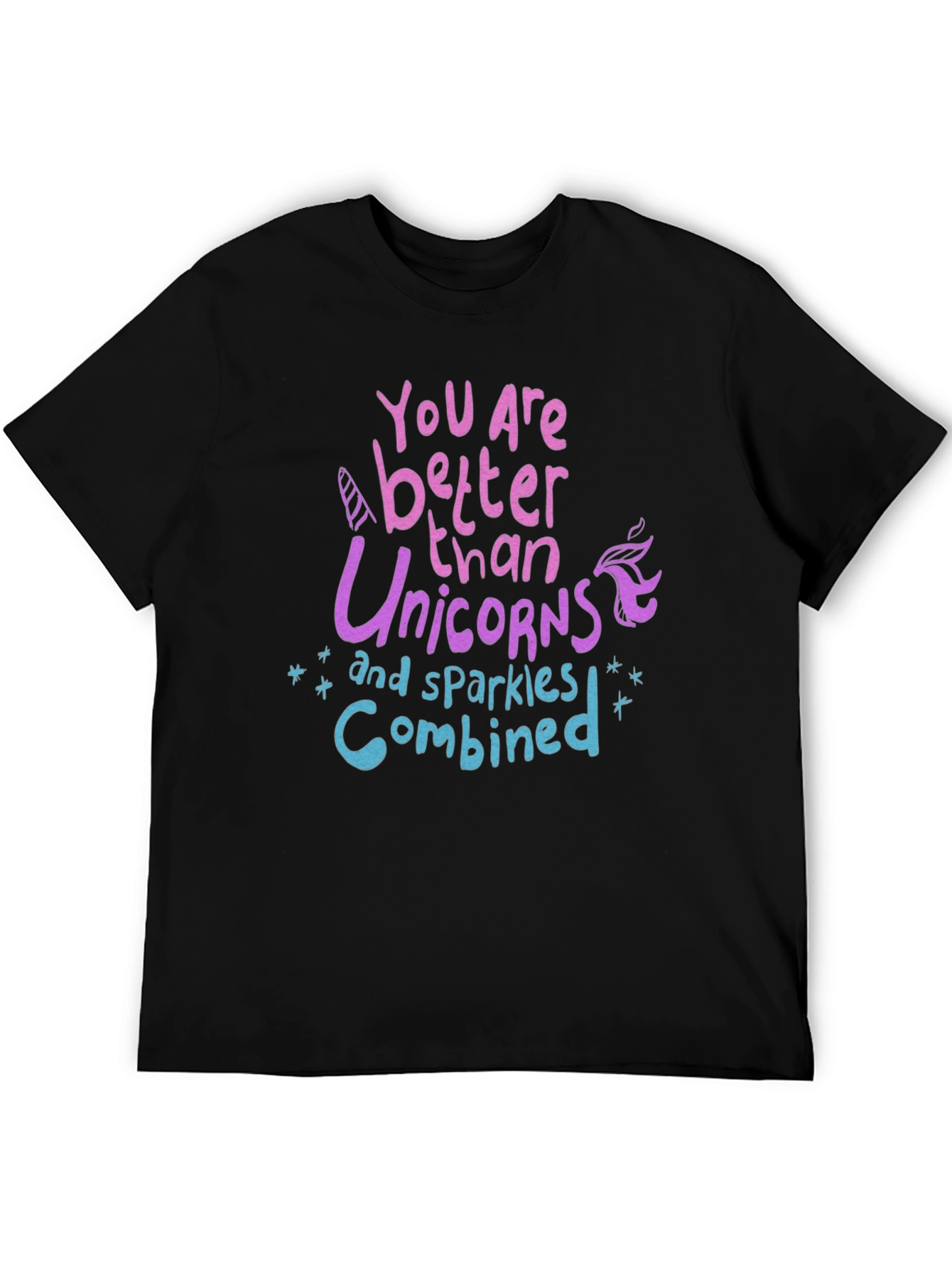 Black Unicorn Sparkle Graphic T-Shirt - Unisex view 5
