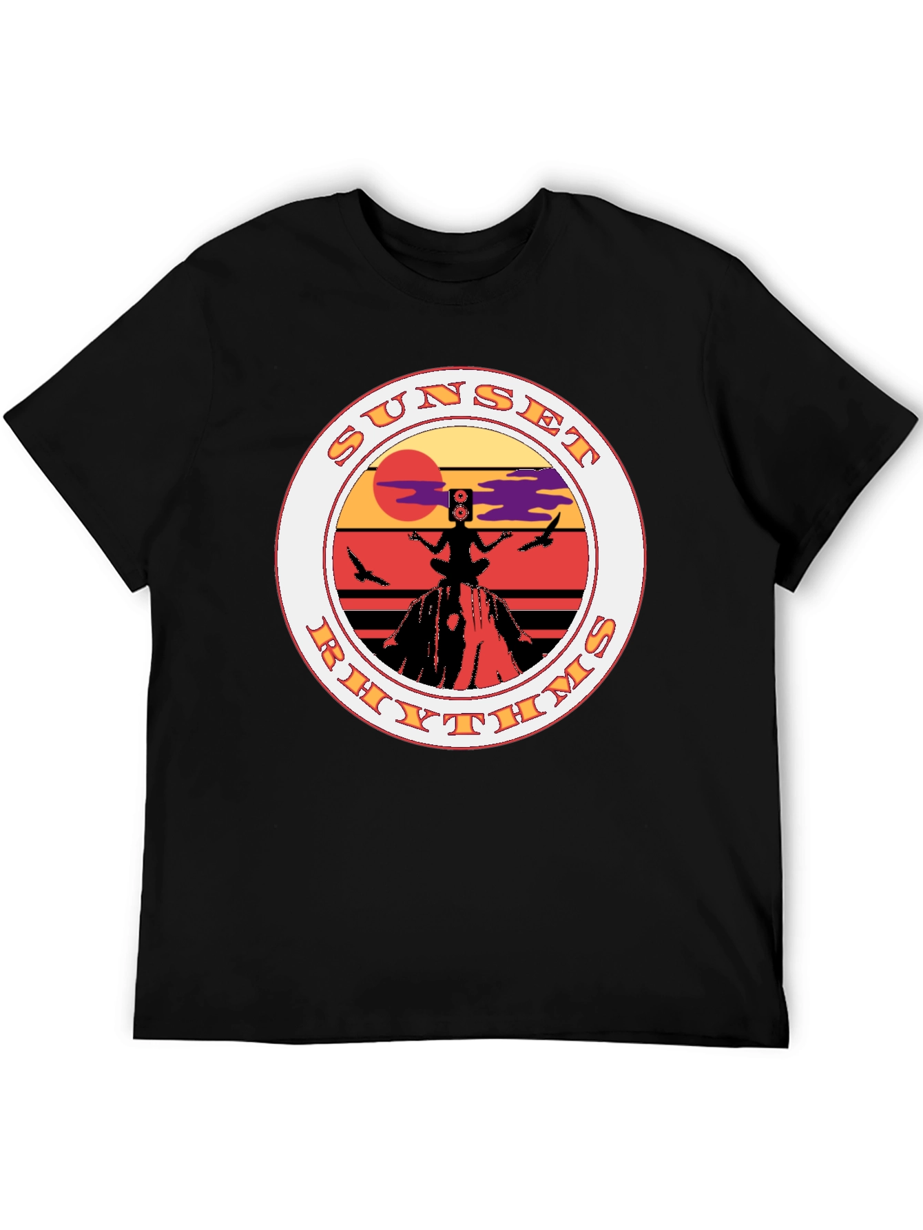 Black Sunset Rhythms Graphic Tee view 5