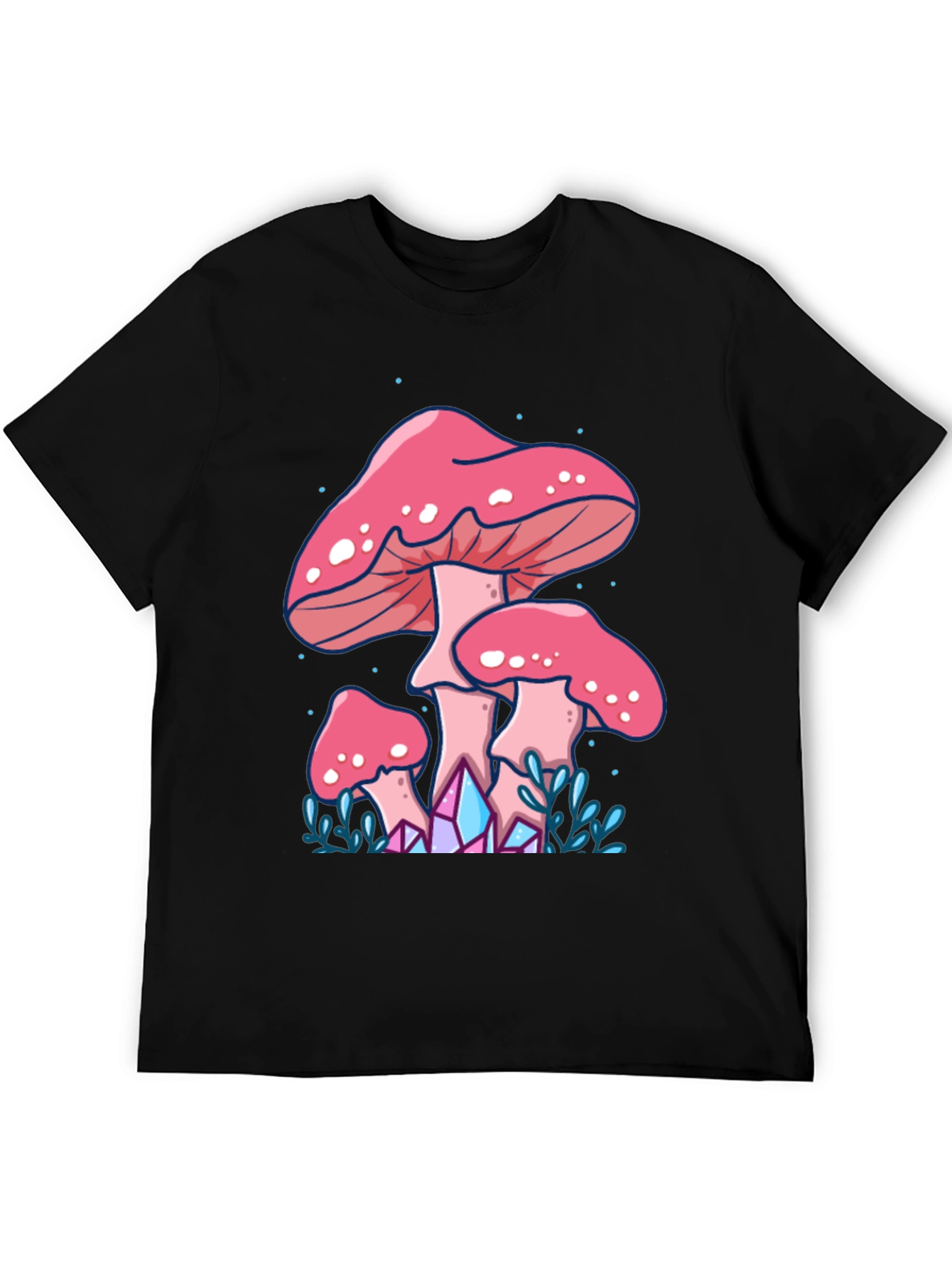 Black Mushroom Graphic Tee - Trippy Forest Design view 5
