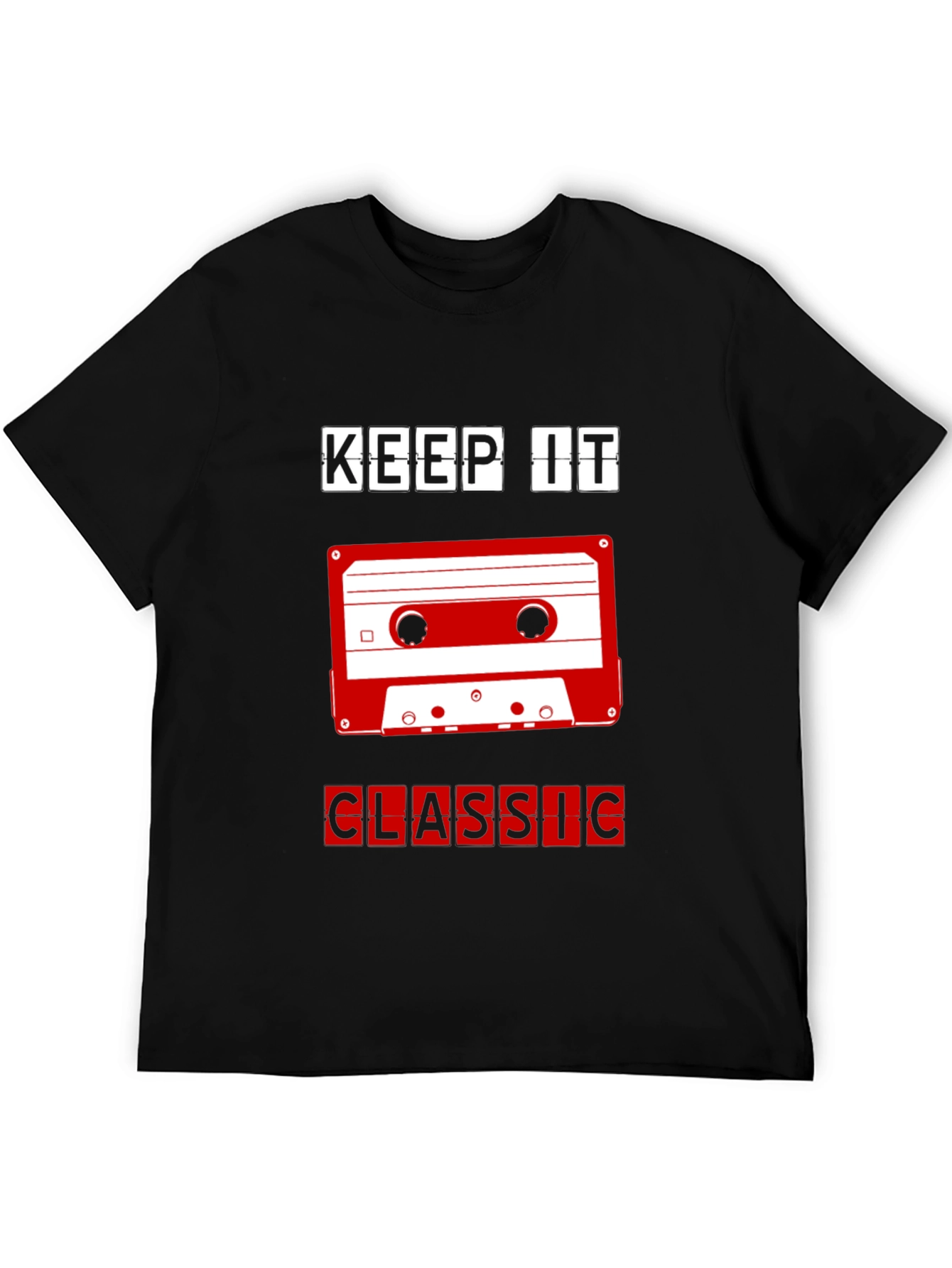 Black Keep It Classic Retro Cassette Tape T-Shirt view 5