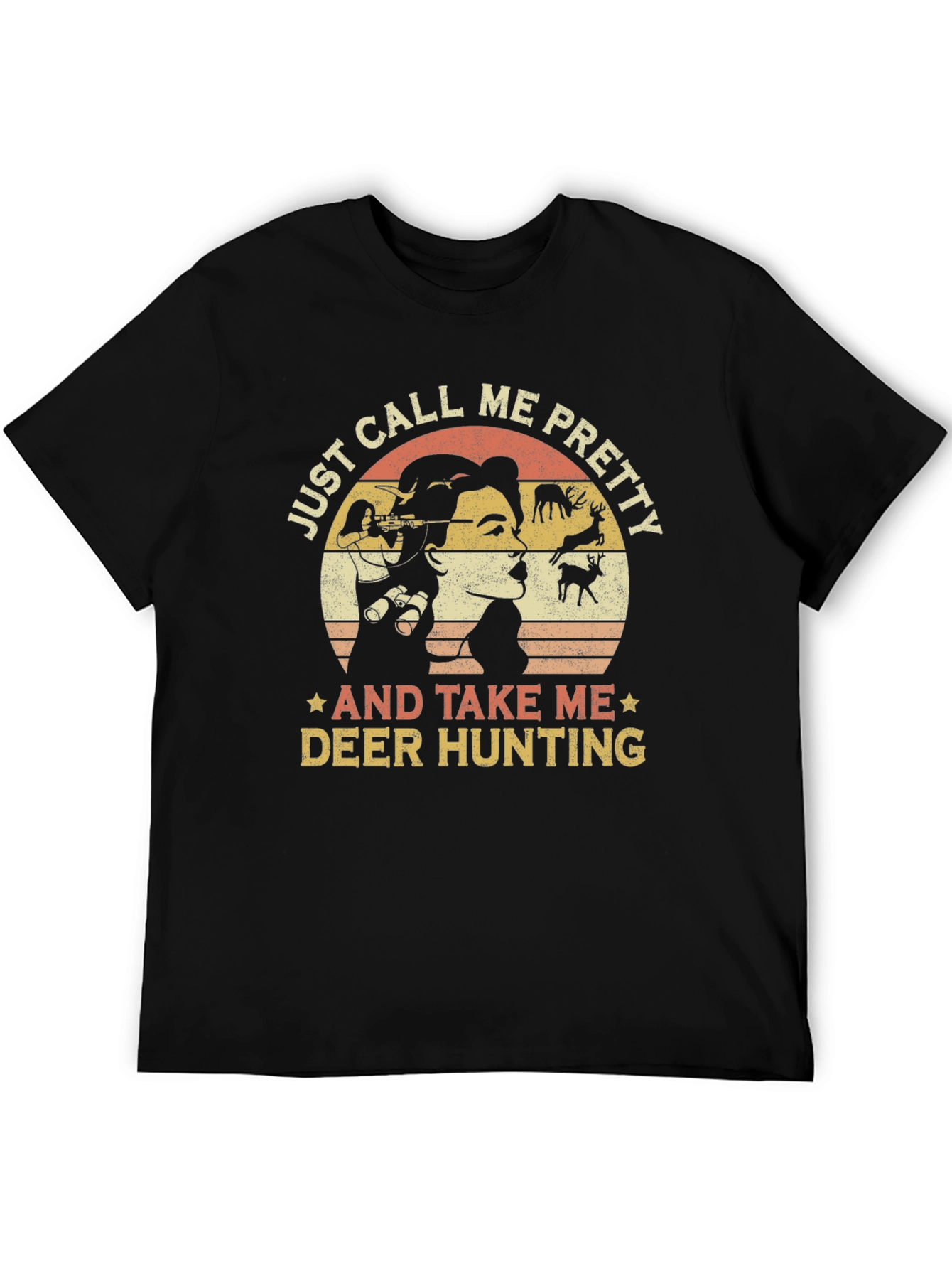 Black Just Call Me Pretty Deer Hunting Graphic Tee view 5