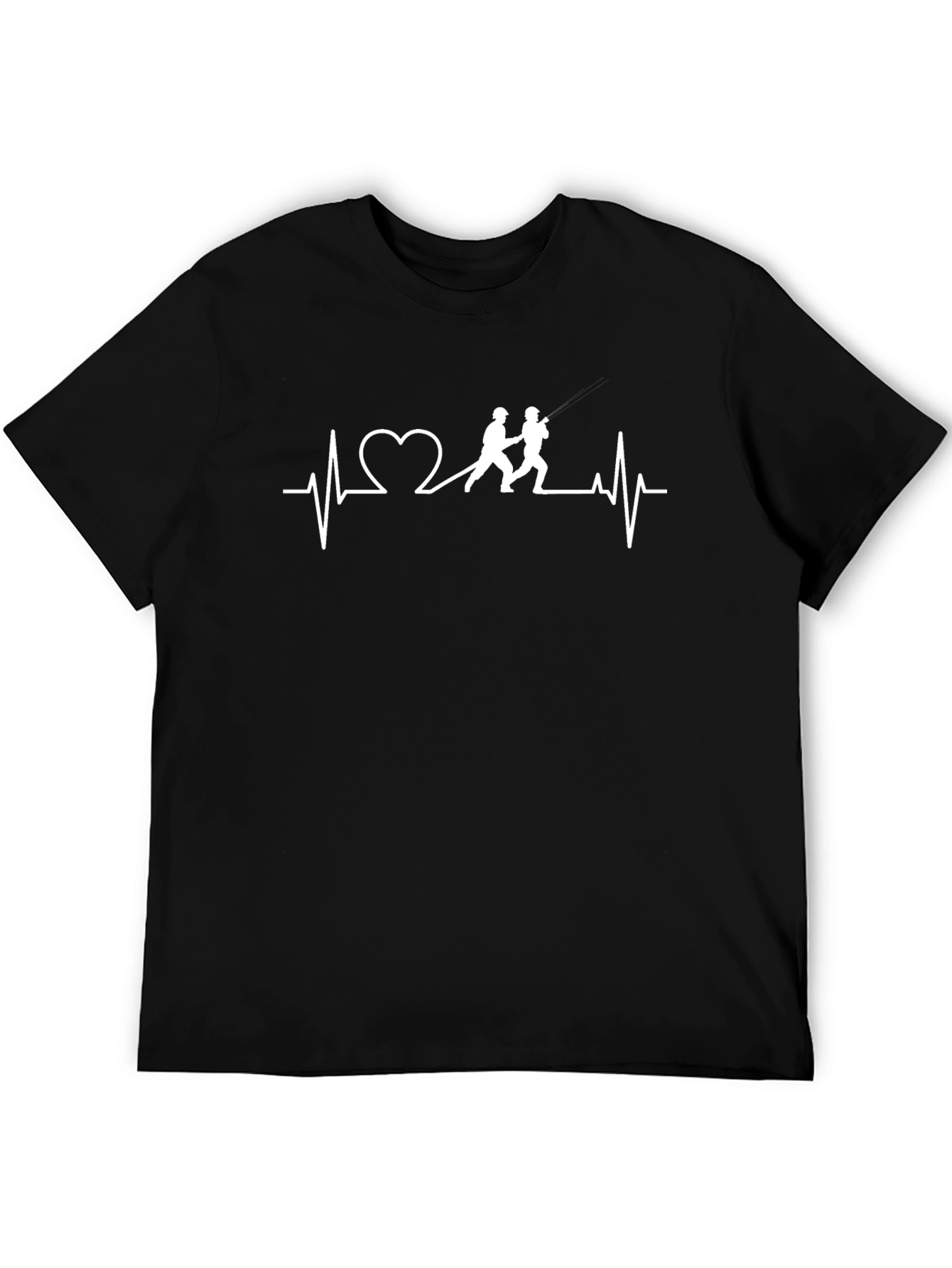 Black Firefighter Heartbeat Graphic Tee view 5