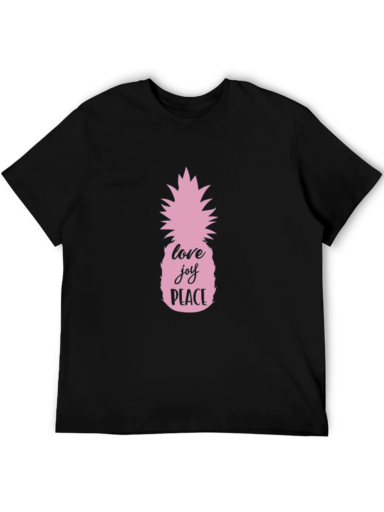Pink Pineapple Love Joy Peace Black T-Shirt - 5