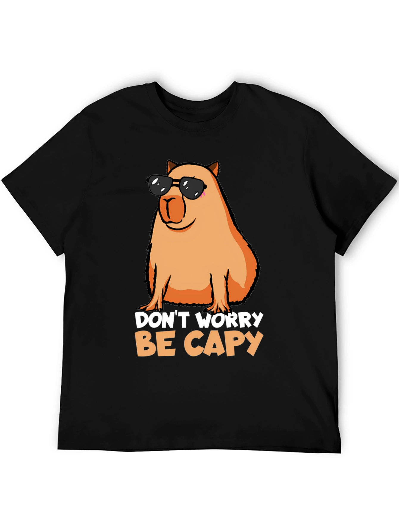 Black Don't Worry Be Capy T-Shirt view 5