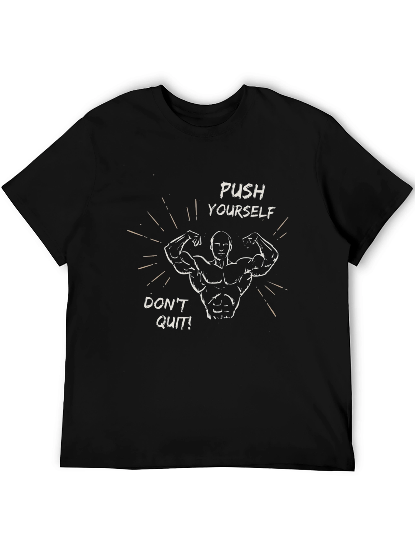 Black Motivational Push Yourself Graphic Tee - Black view 5