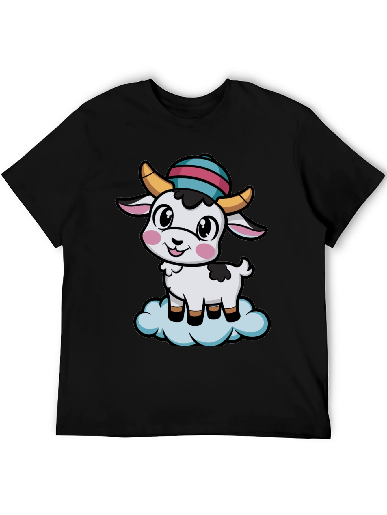 Black Cute Goat Cartoon T-Shirt view 5