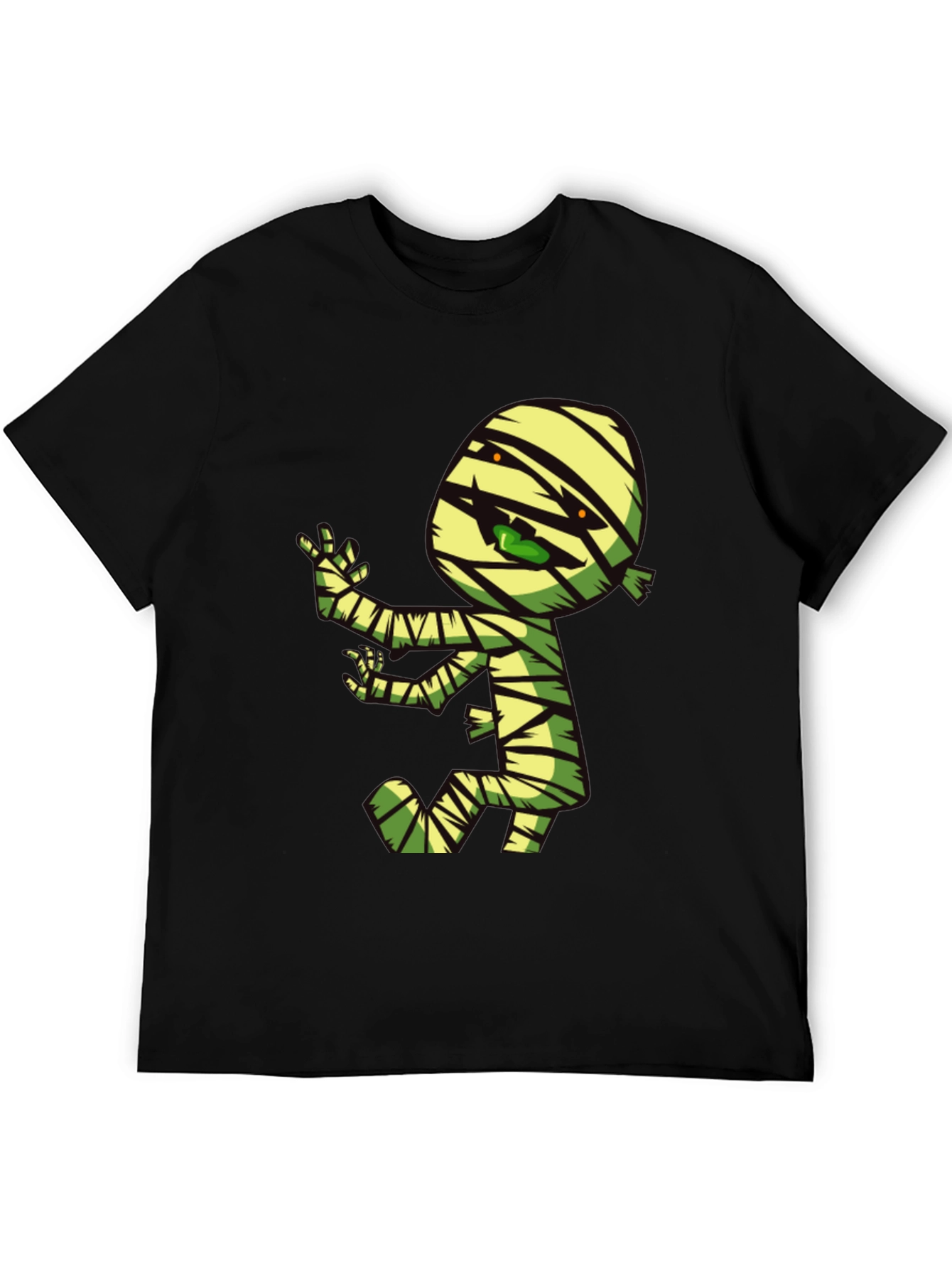 Black Cartoon Mummy Graphic T-Shirt - Spooky Fun! view 5