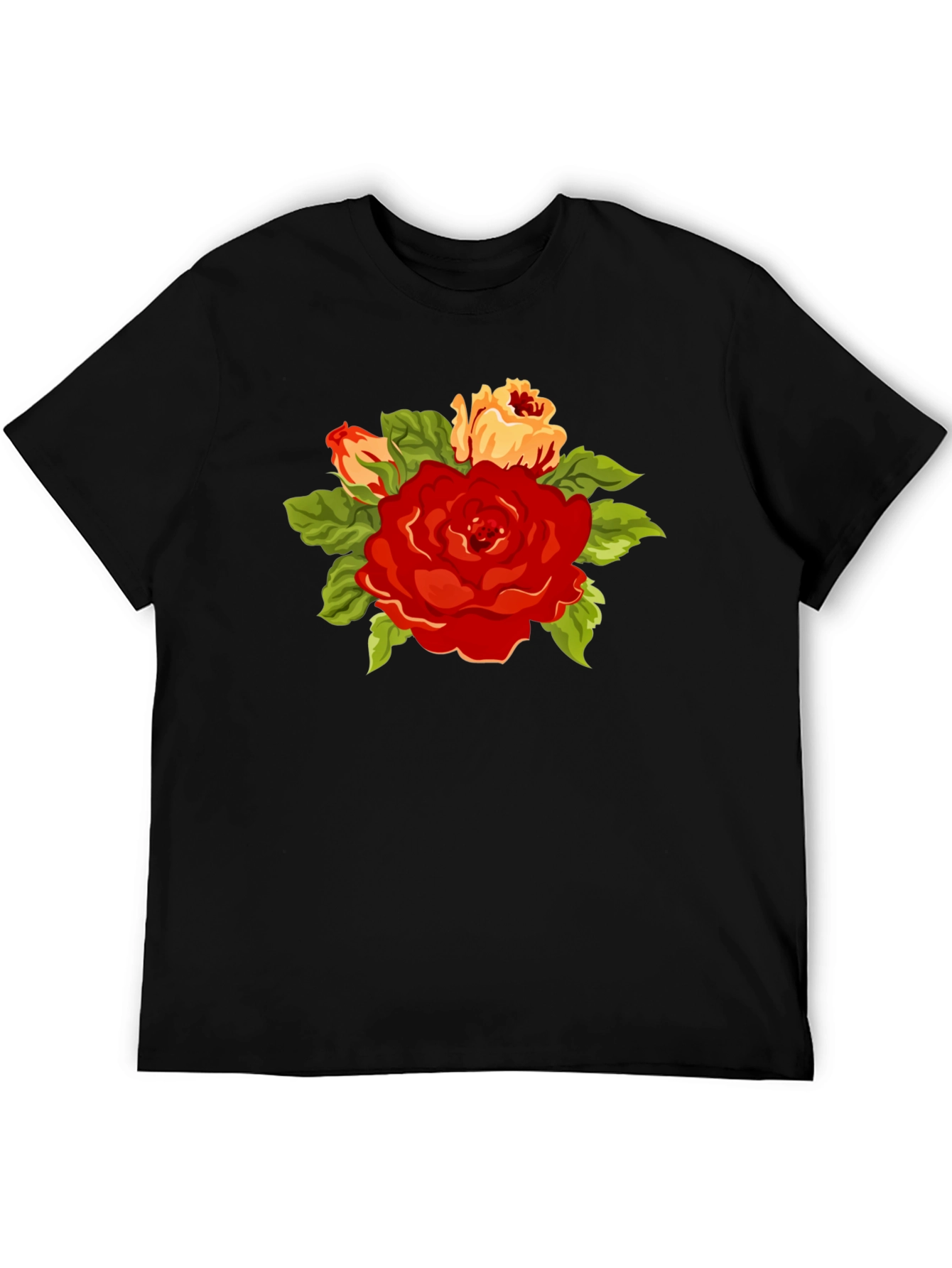 Black Floral Graphic Black T-Shirt view 5