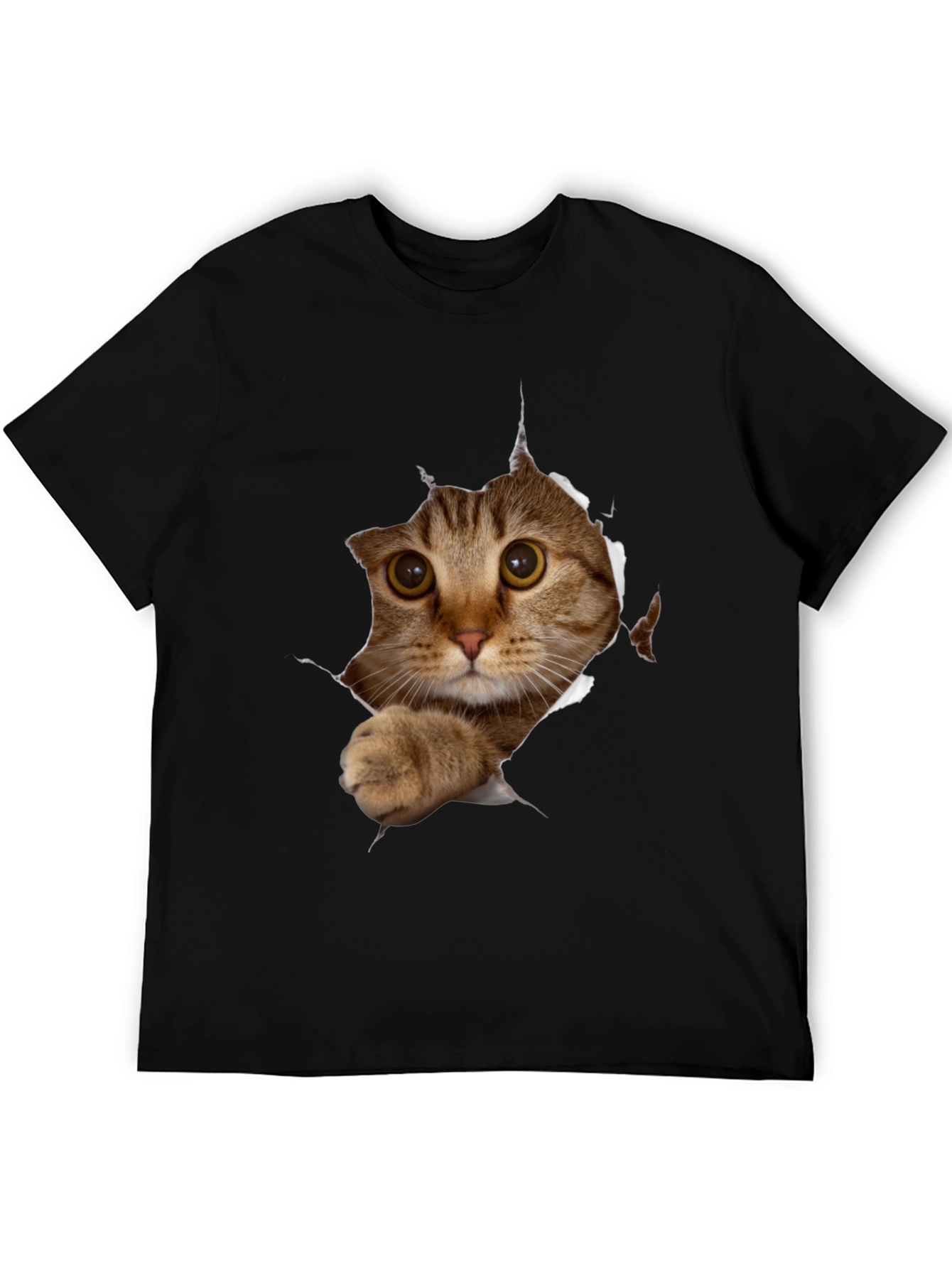 Black Cat Peeking T-Shirt - 3D Graphic Tee view 5