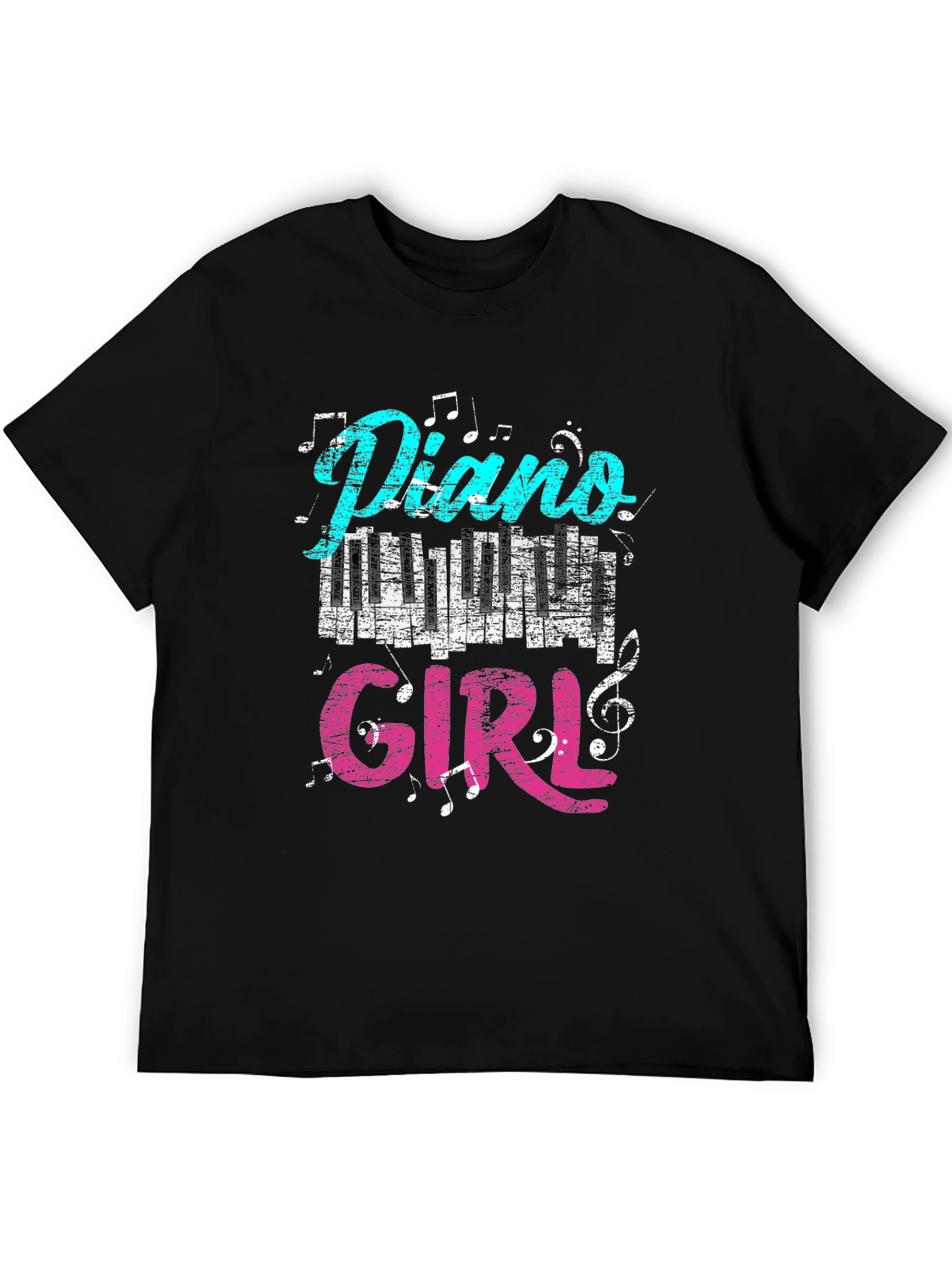 Black Piano Girl T-Shirt - Music Lover Tee view 5