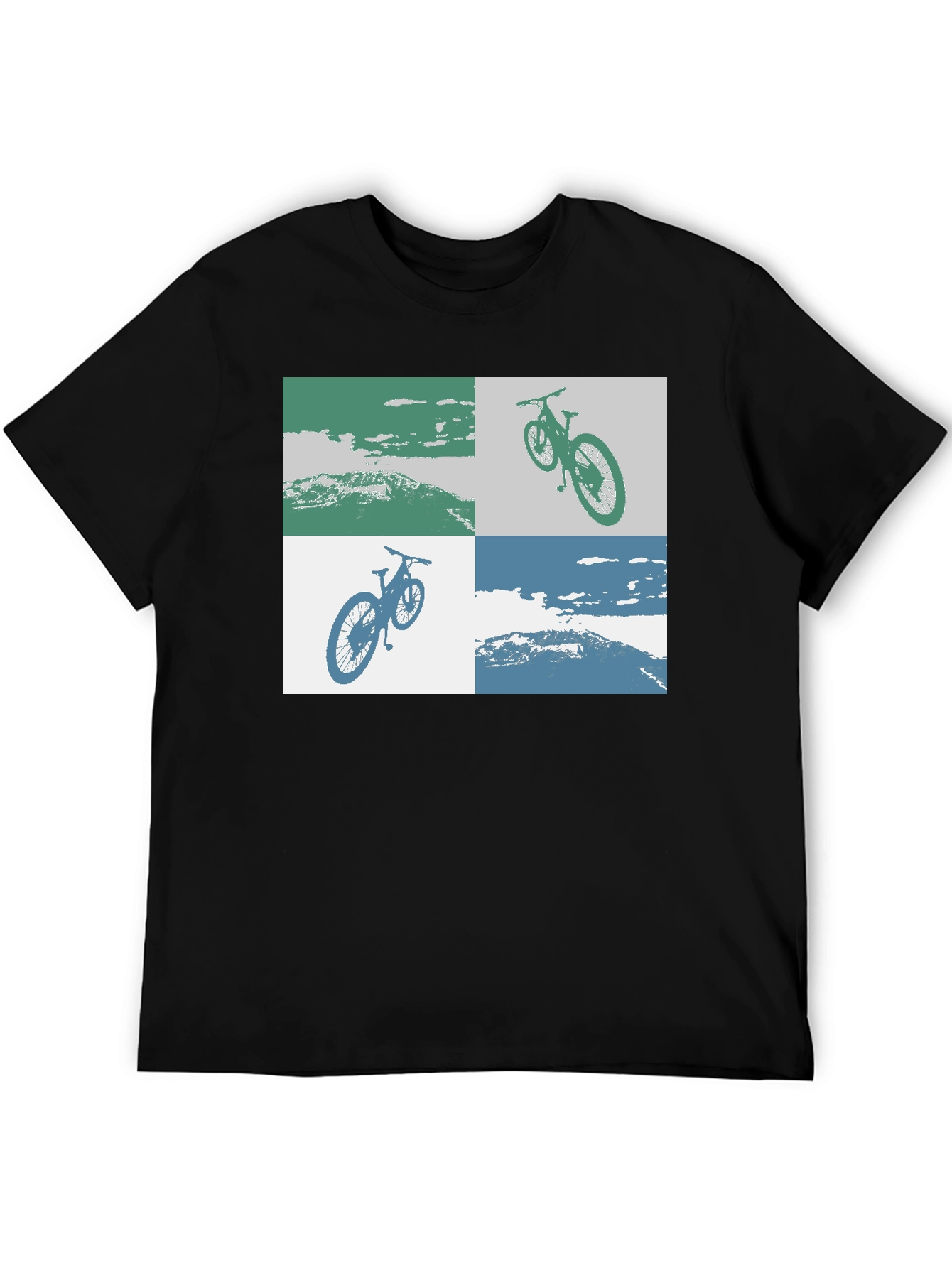 Black Mountain Bike Graphic Tee - Black Cotton T-Shirt view 5