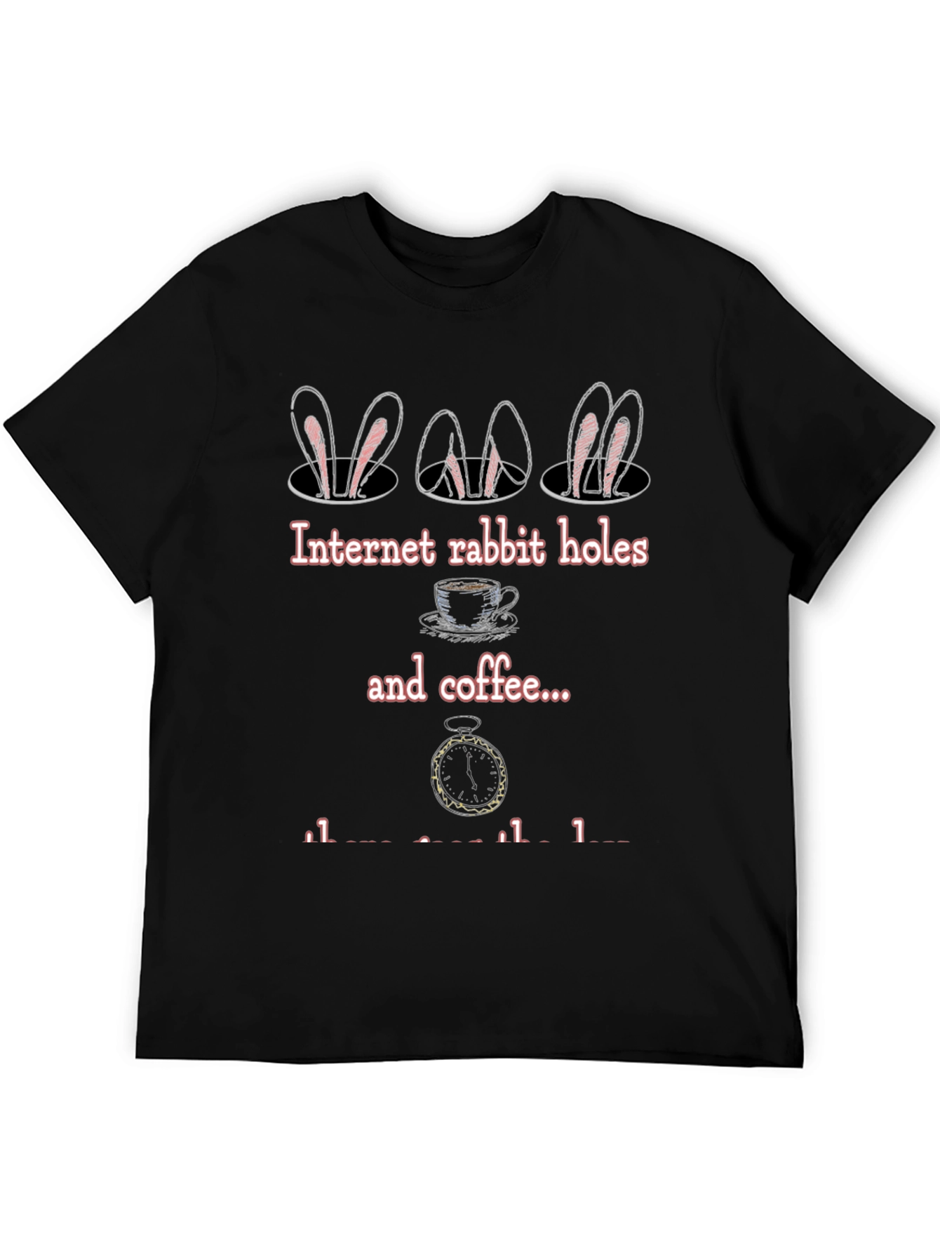 Black Rabbit Hole & Coffee T-Shirt - Alice in Wonderland Inspired Tee view 5