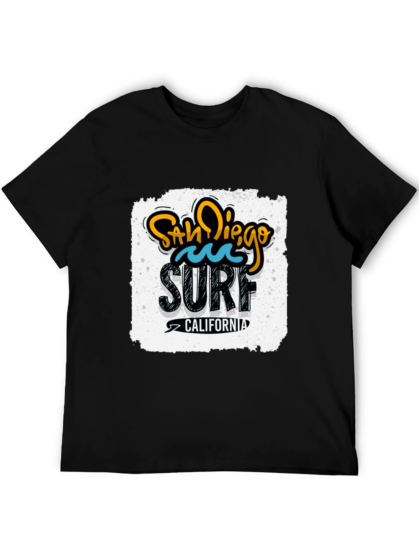 Black San Diego Surf California Graphic Tee - Black Cotton T-Shirt view 5