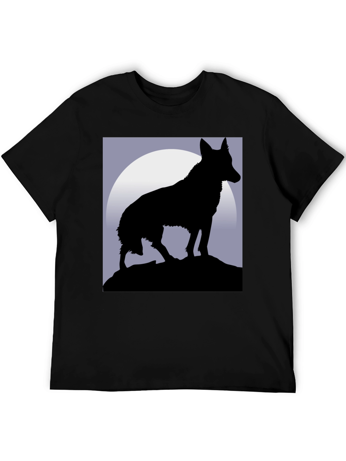 Black Wolf Silhouette Black T-Shirt view 5