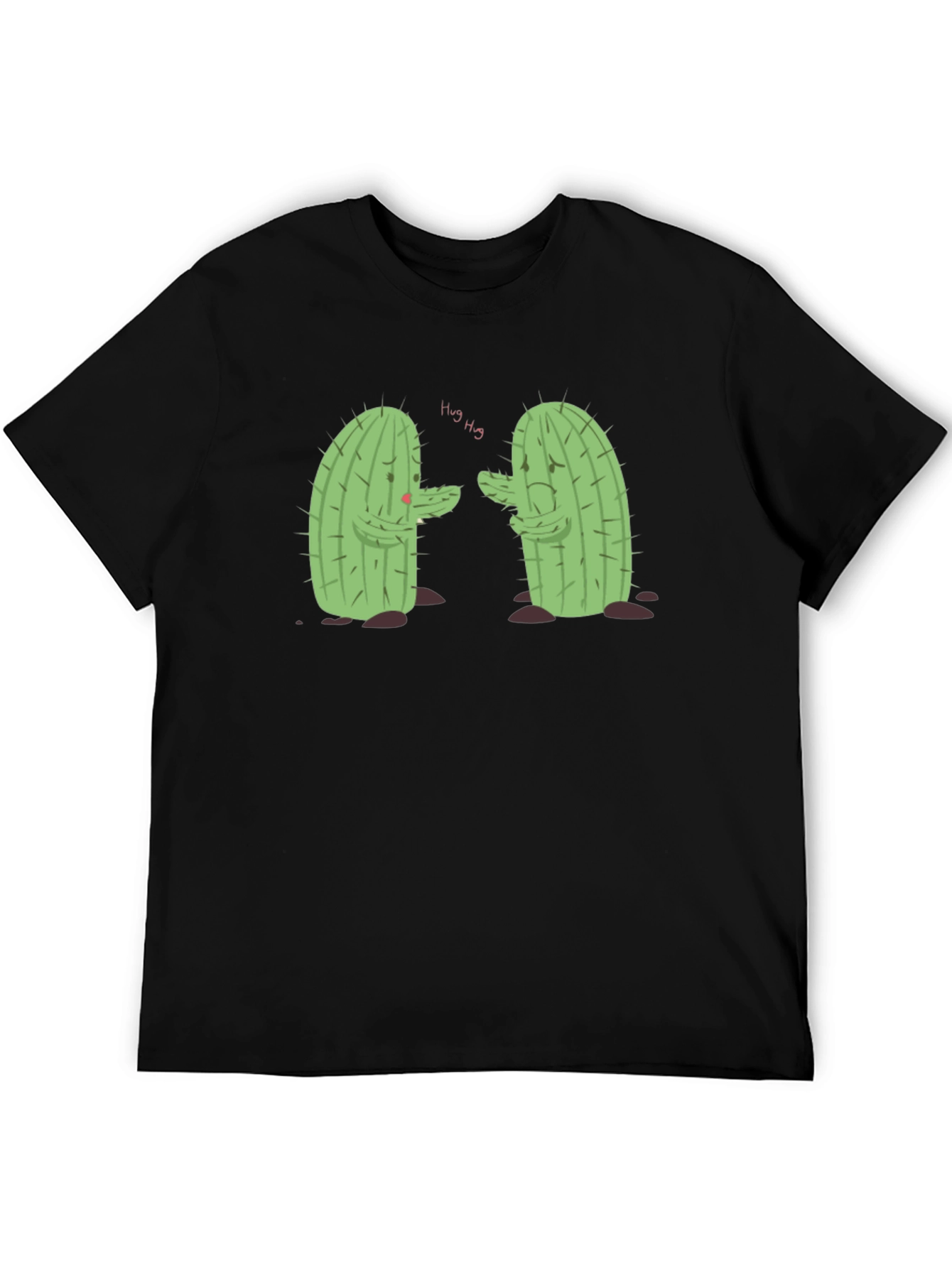 Black Sad Cactus Hug T-Shirt - Funny Graphic Tee view 5
