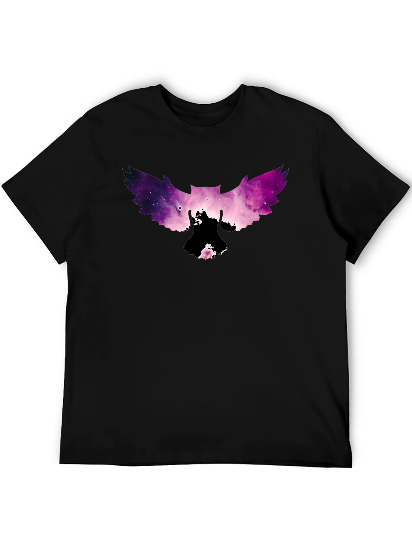 Black Galaxy Owl Graphic Tee - Men's Black T-Shirt view 5