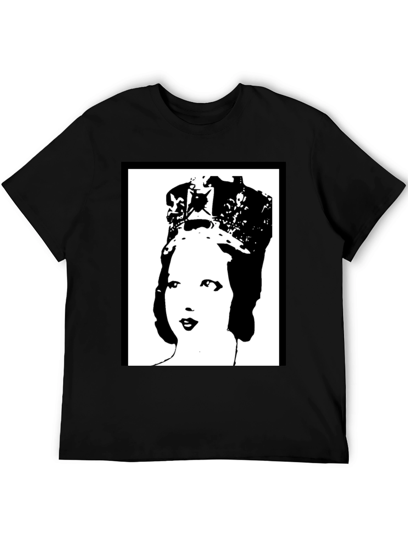 Black Queen Elizabeth Pop Art Black T-Shirt view 5