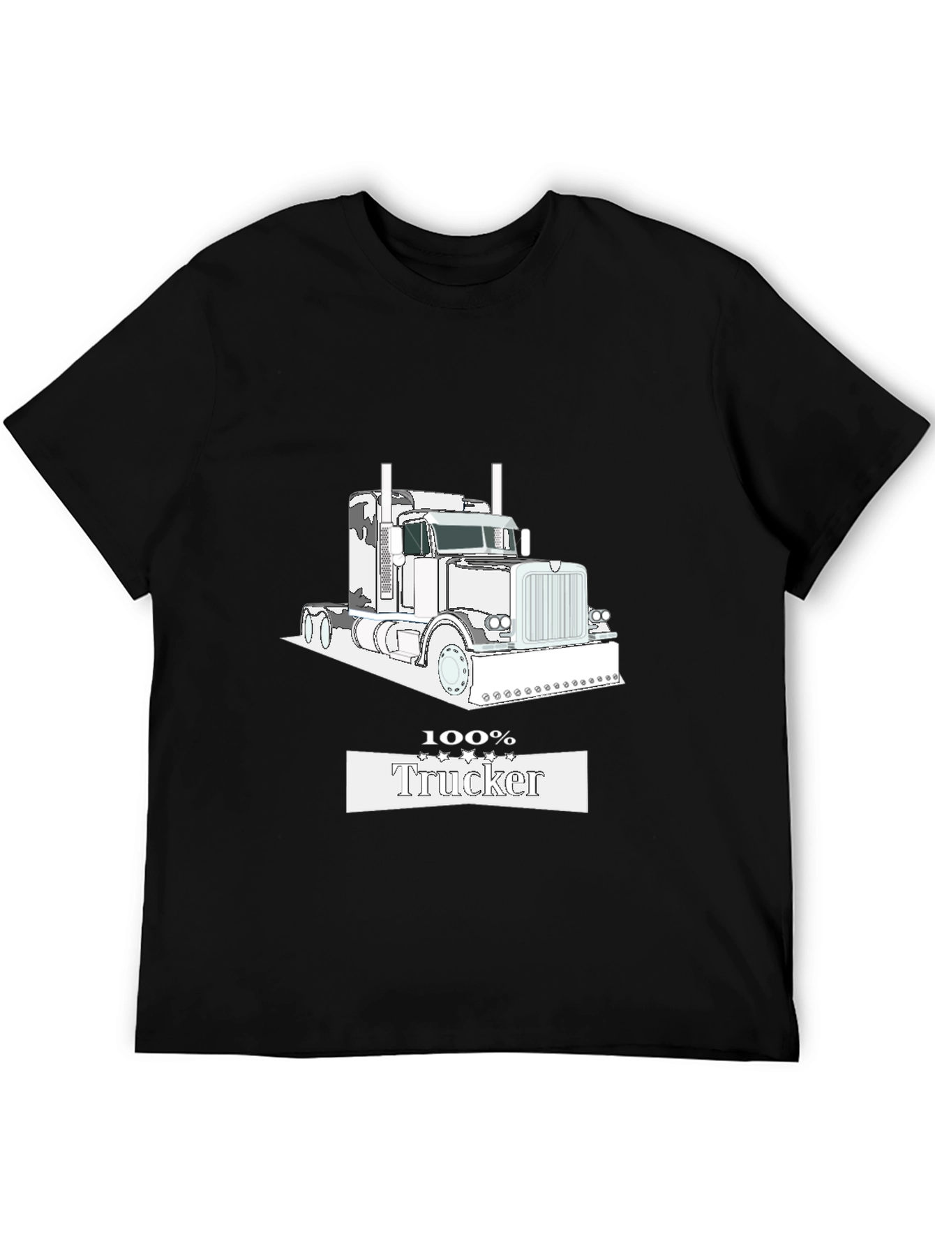 Black 100% Trucker Black T-Shirt view 5