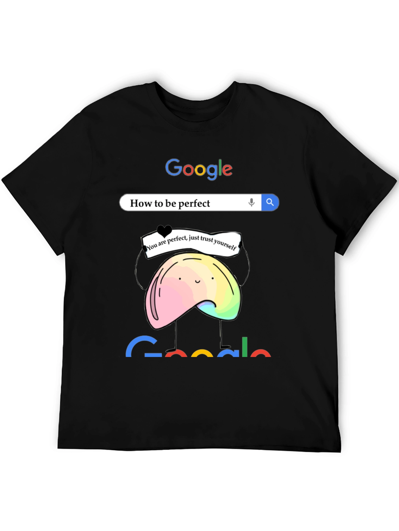 Black Funny "How to be Perfect" Google Search T-Shirt view 5