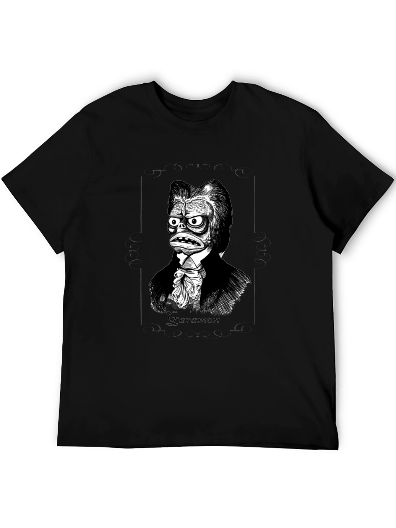 Black Guramon Character Graphic Tee - Classic Horror Style view 5