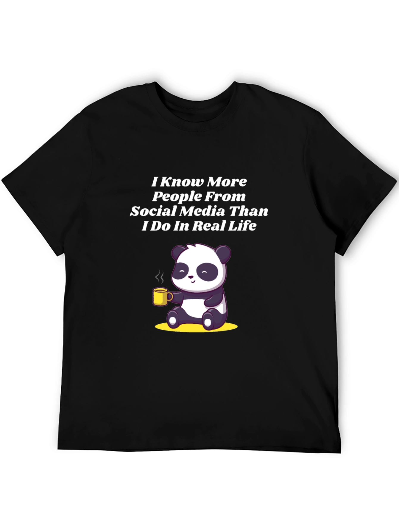 Black Social Media Panda Graphic T-Shirt view 5