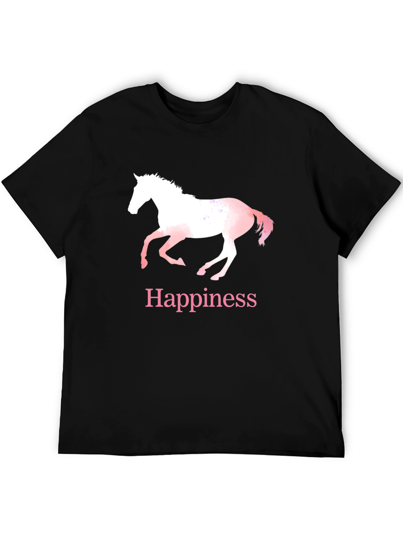 Black Happiness Horse T-Shirt - Black Cotton Tee view 5
