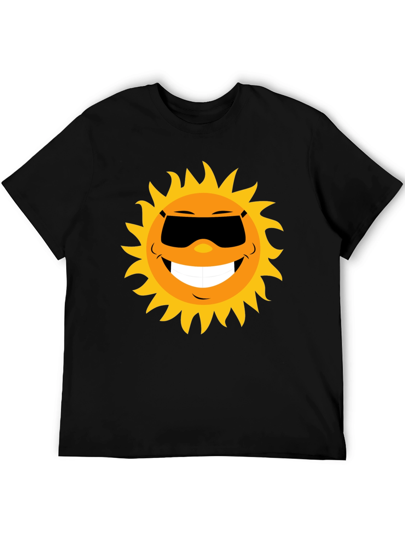 Black Smiling Sun Graphic Tee - Black Cotton Blend Shirt view 5