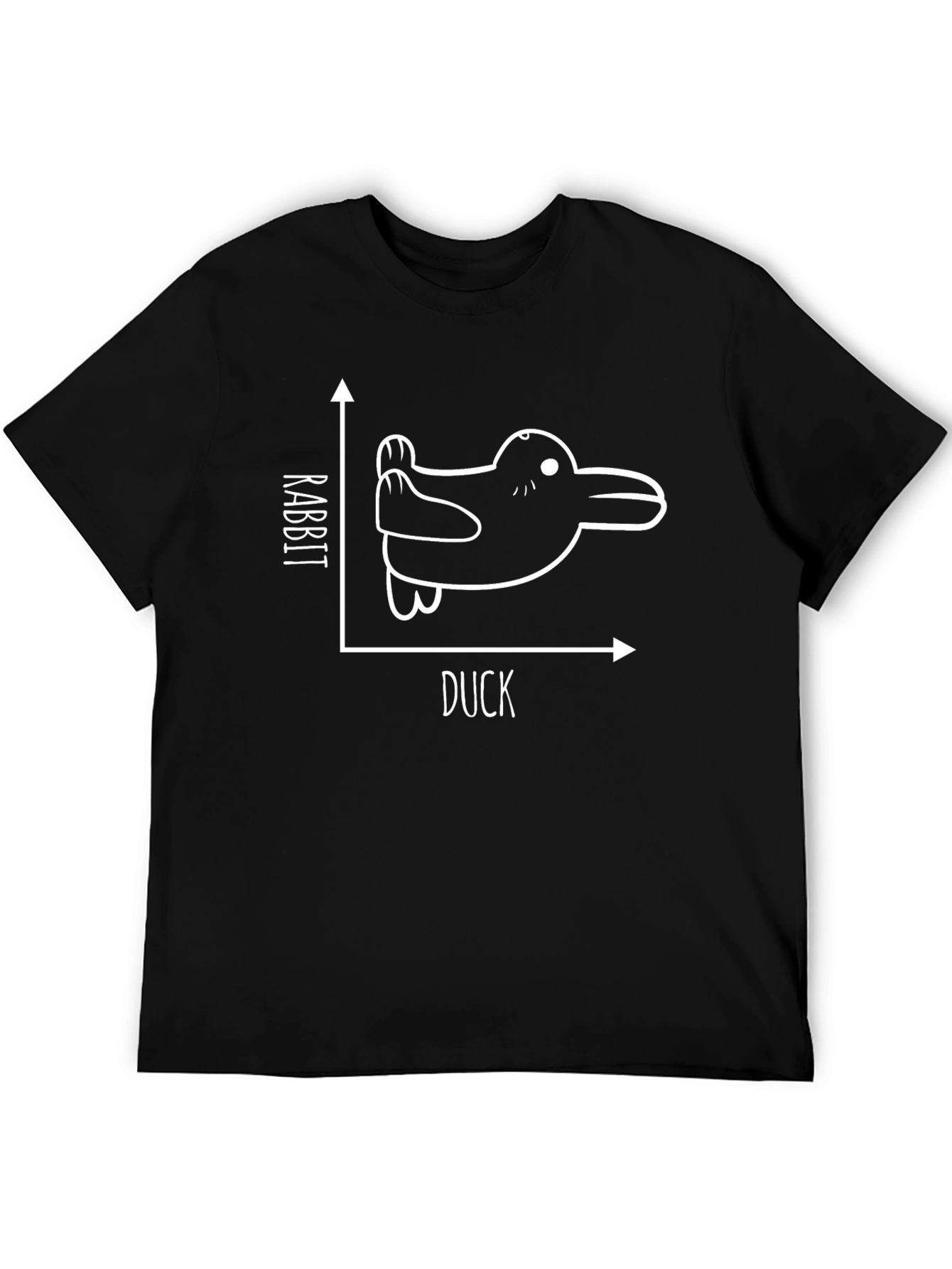 Black Rabbit Duck Illusion Graphic Tee - Black Cotton T-Shirt view 5