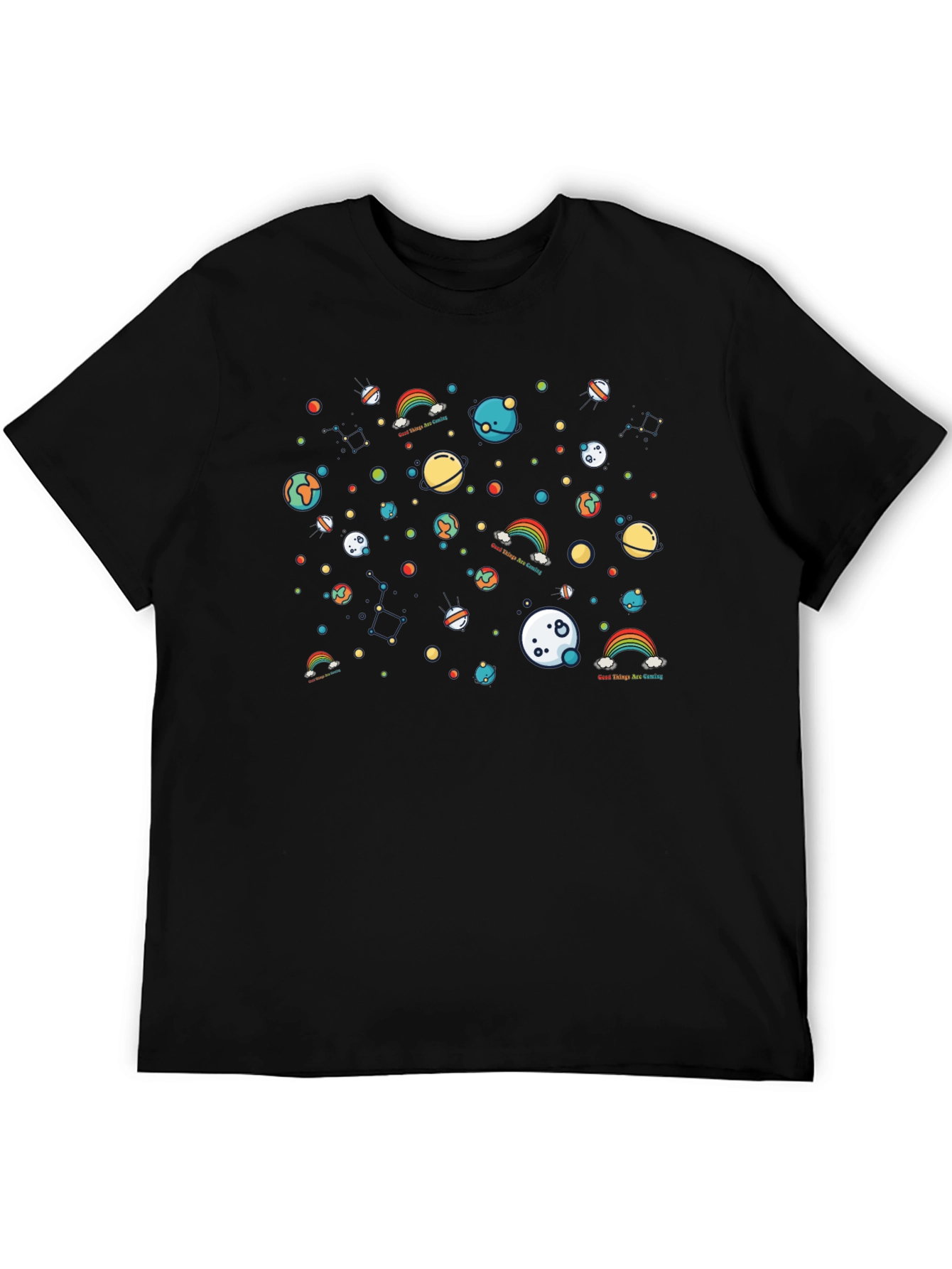Black Cosmic Rainbows Graphic T-Shirt - Soft Cotton Blend view 5