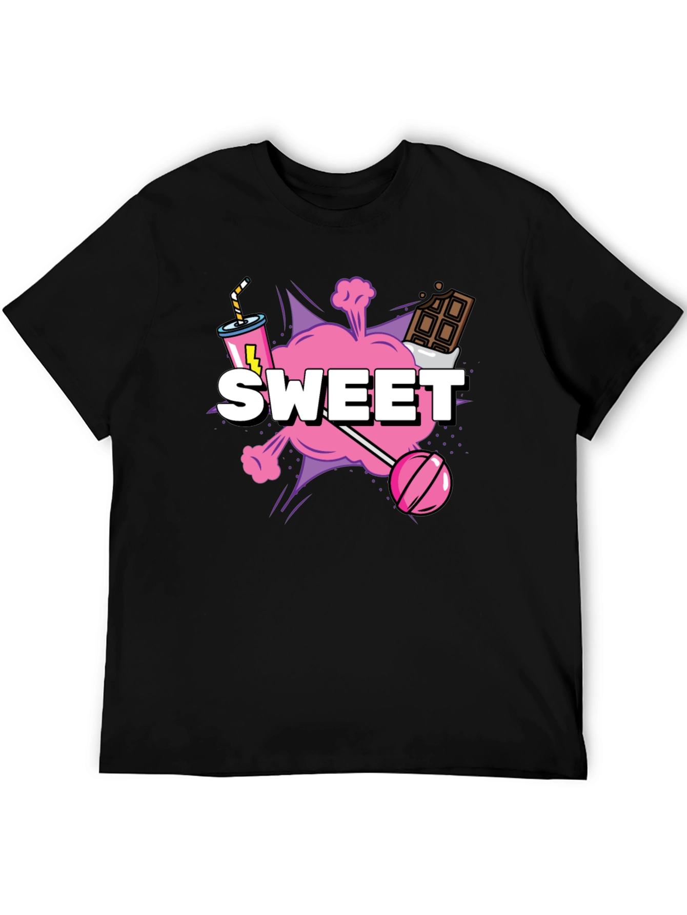 Black Sweet Treat Graphic Tee - Black Cotton T-Shirt view 5