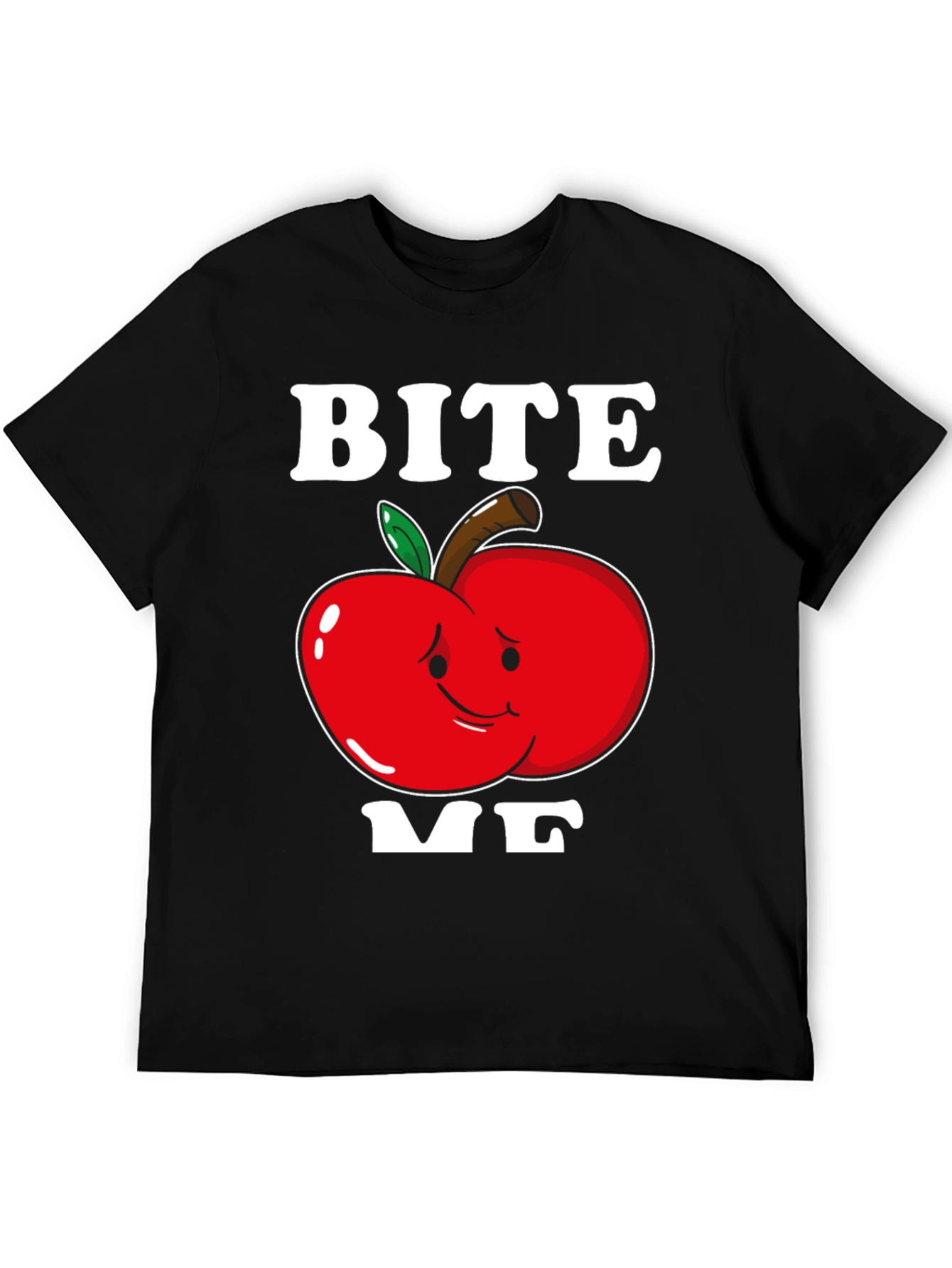 Black Bite Me Apple T-Shirt - Funny Graphic Tee view 5
