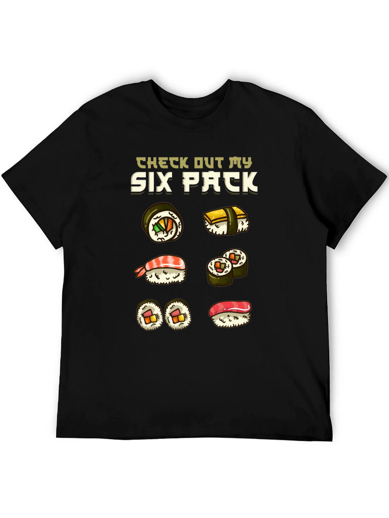 Black Sushi Six Pack Funny T-Shirt view 5