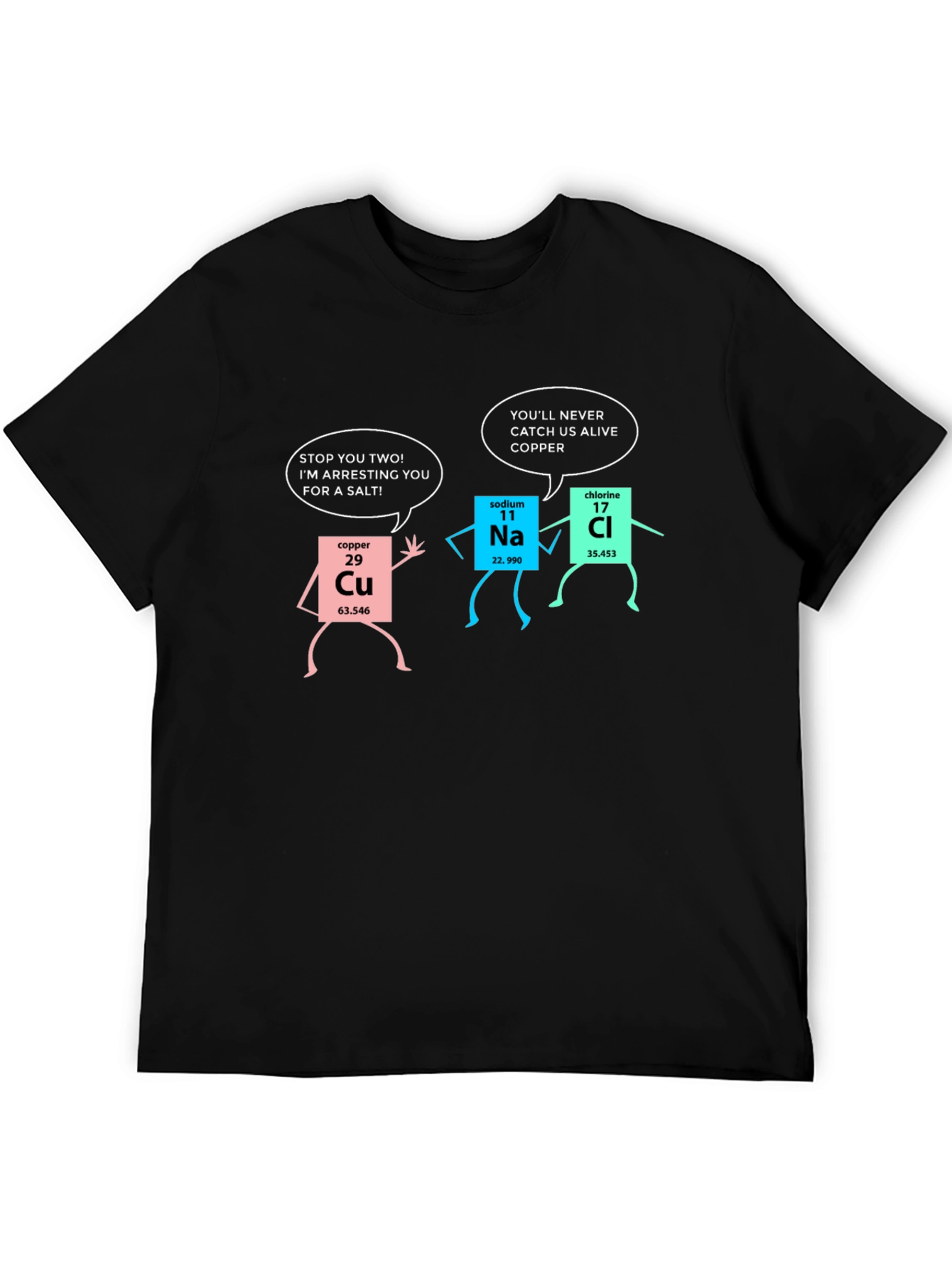 Chemistry Humor T-Shirt: Arresting for a Salt - 5
