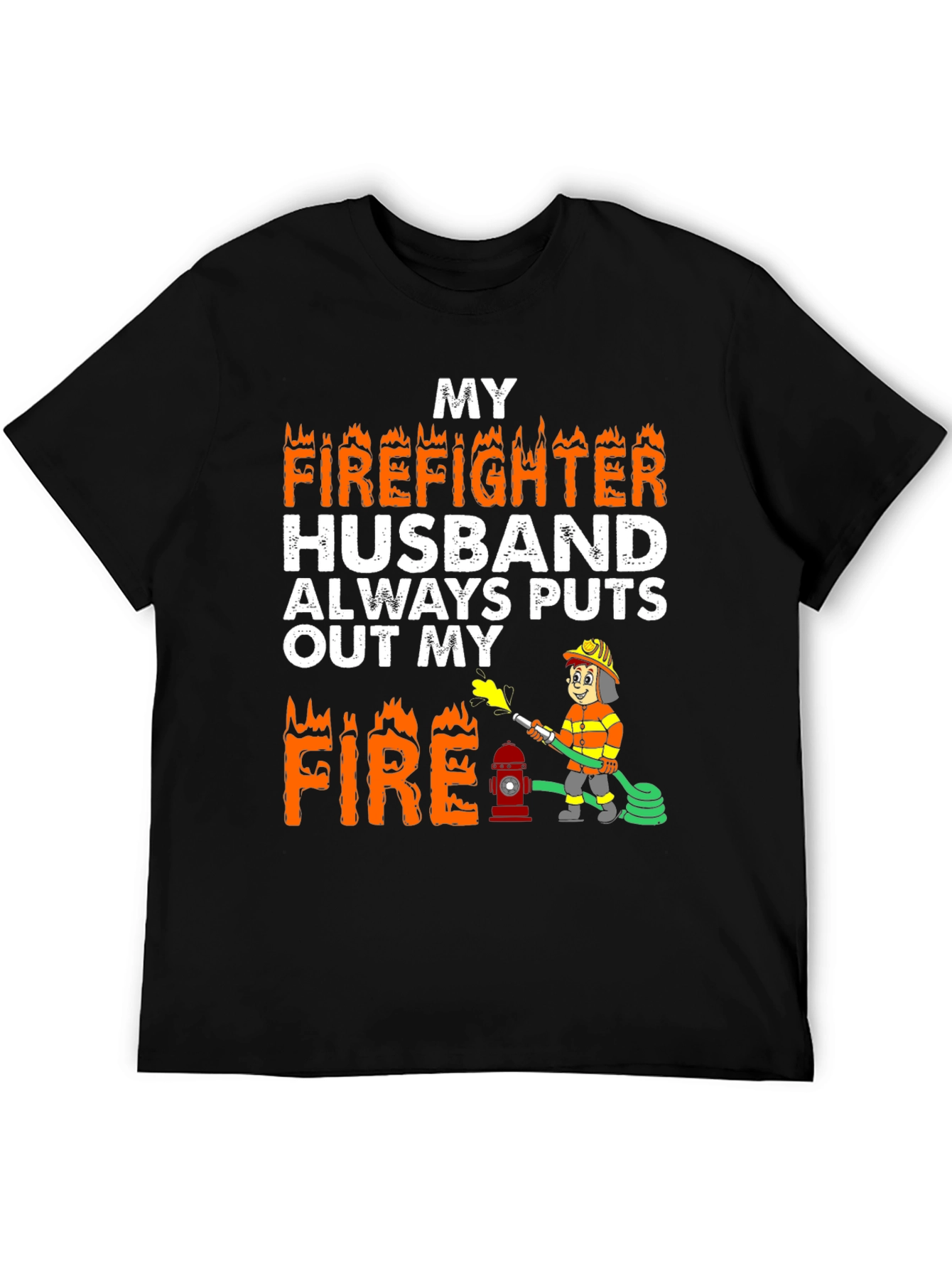 Black Firefighter Husband Graphic Tee view 5