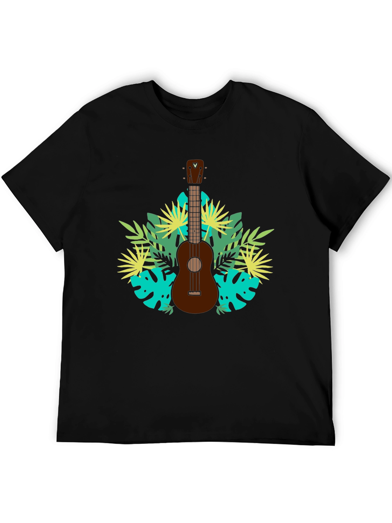 Black Tropical Ukulele T-Shirt - Island Vibes view 5