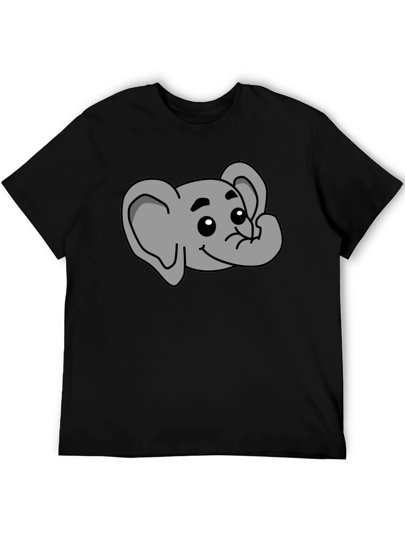 Black Cute Elephant Graphic T-Shirt - Black Cotton Tee view 5