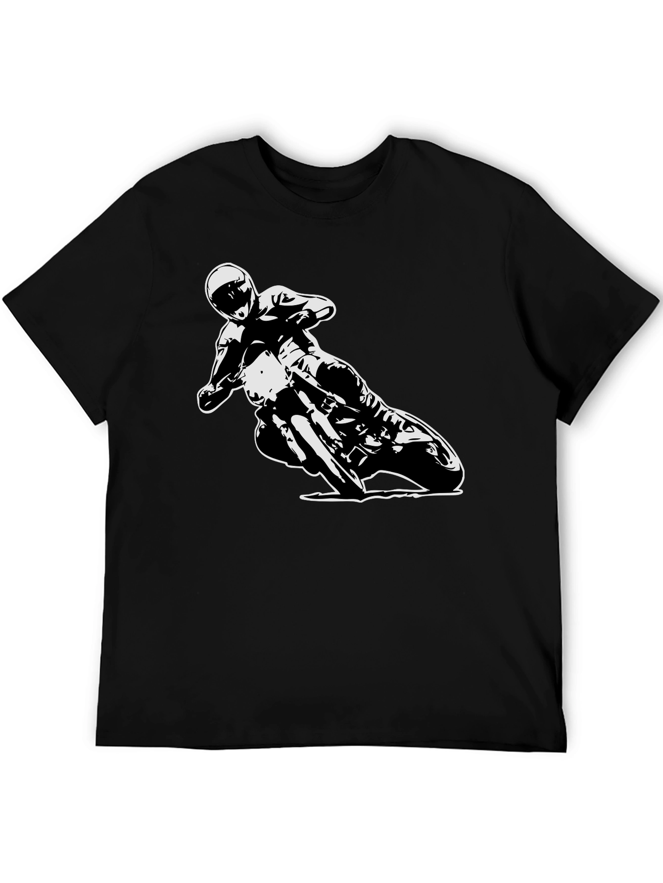 Black Motorcycle Rider Graphic Tee - Black Cotton T-Shirt view 5