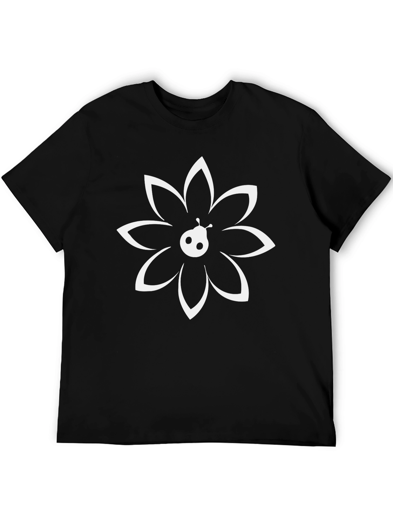 Black Flower Ladybug Graphic Tee - Soft Cotton Blend view 5