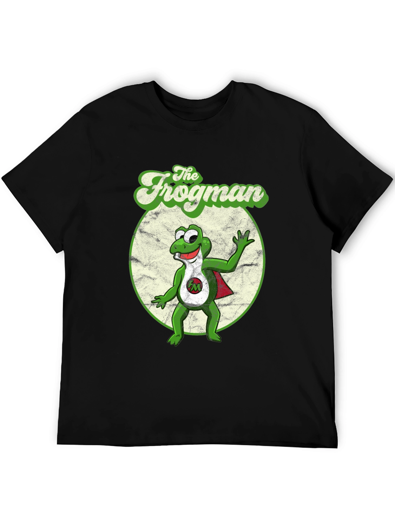 Black The Frogman Black T-Shirt - Retro Cartoon Superhero Tee view 5