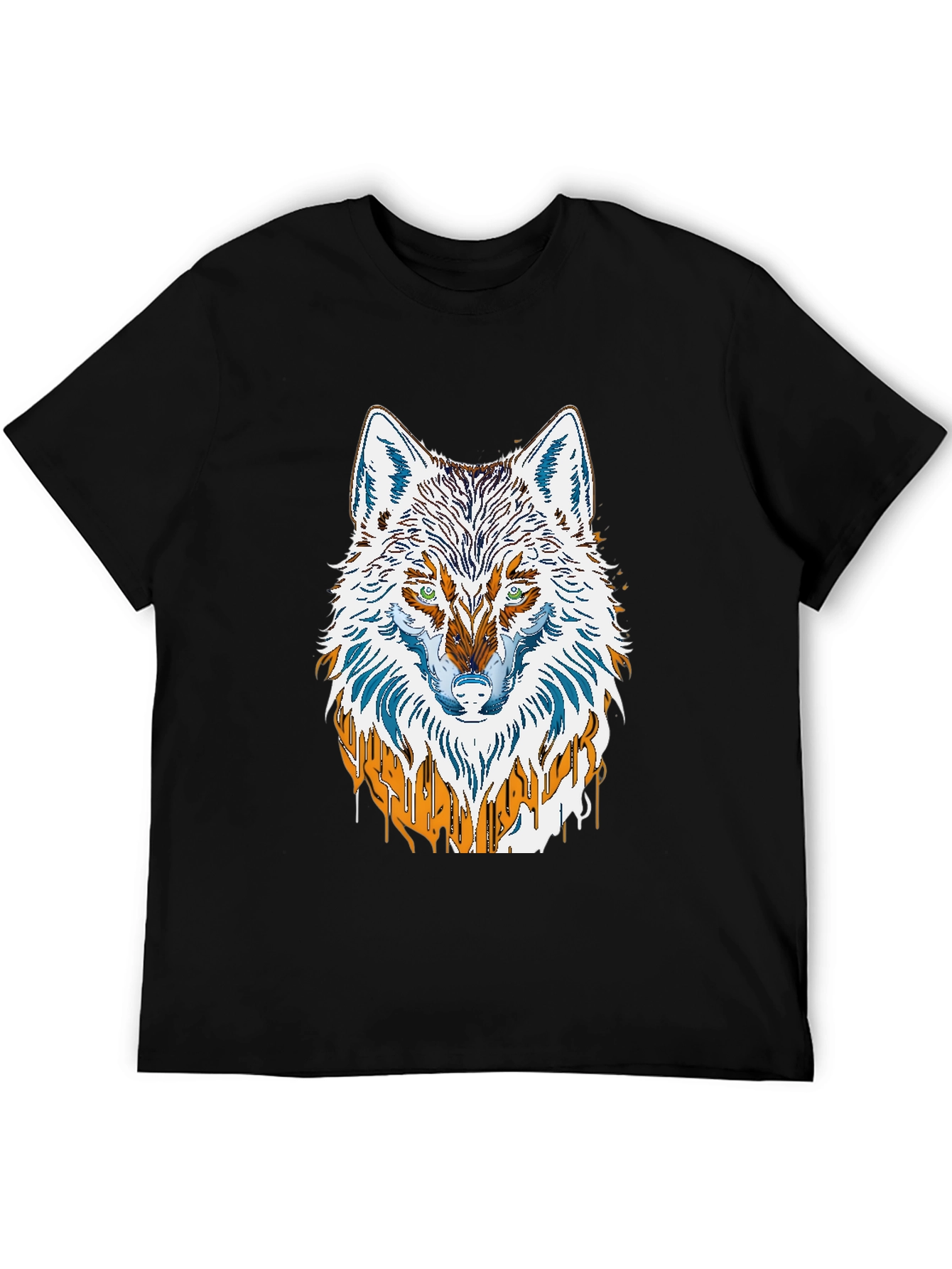 Black Wolf Graphic Print Men's Black T-Shirt view 5