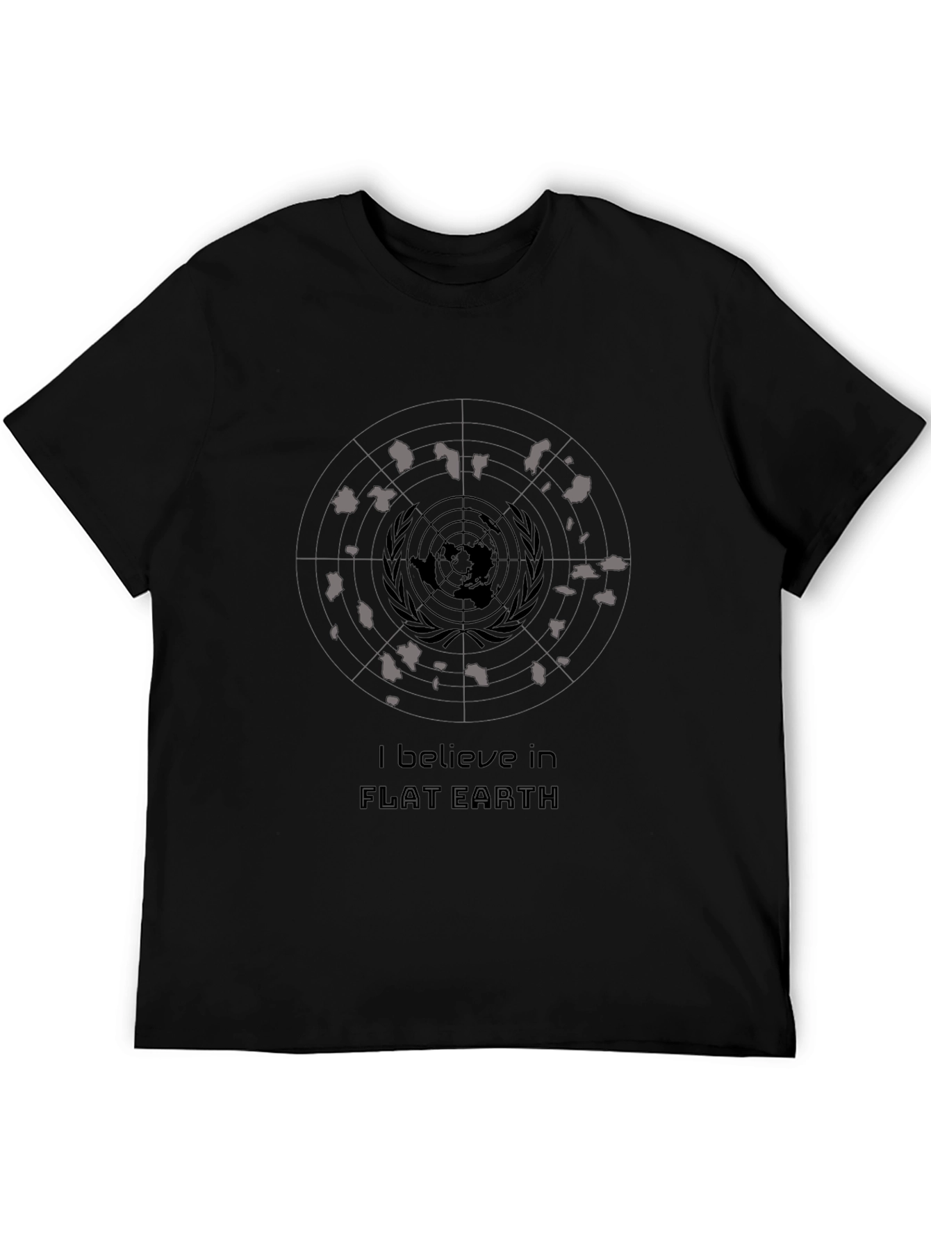 Black Flat Earth Believer Graphic T-Shirt view 5